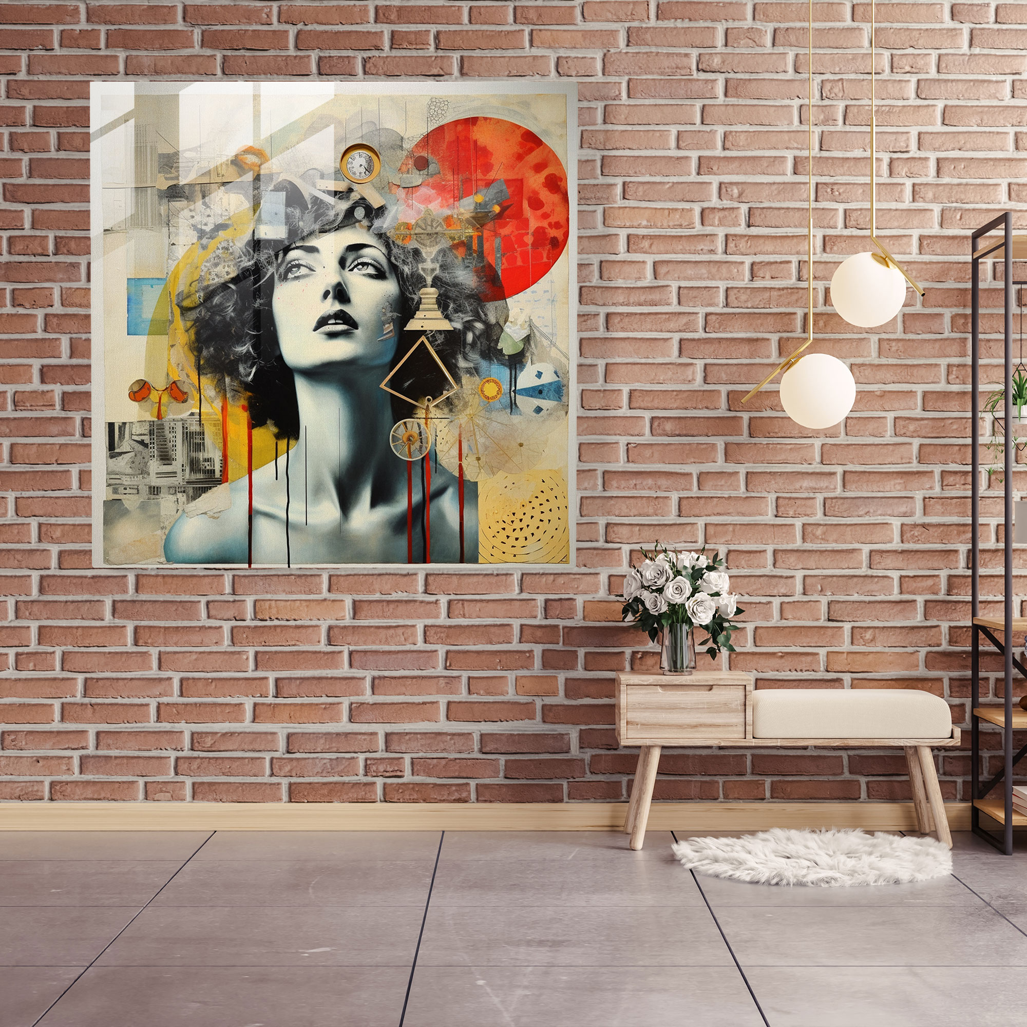 Moderne Glasabbildung des römischen Kolosseums in Mixed-Media-Collage