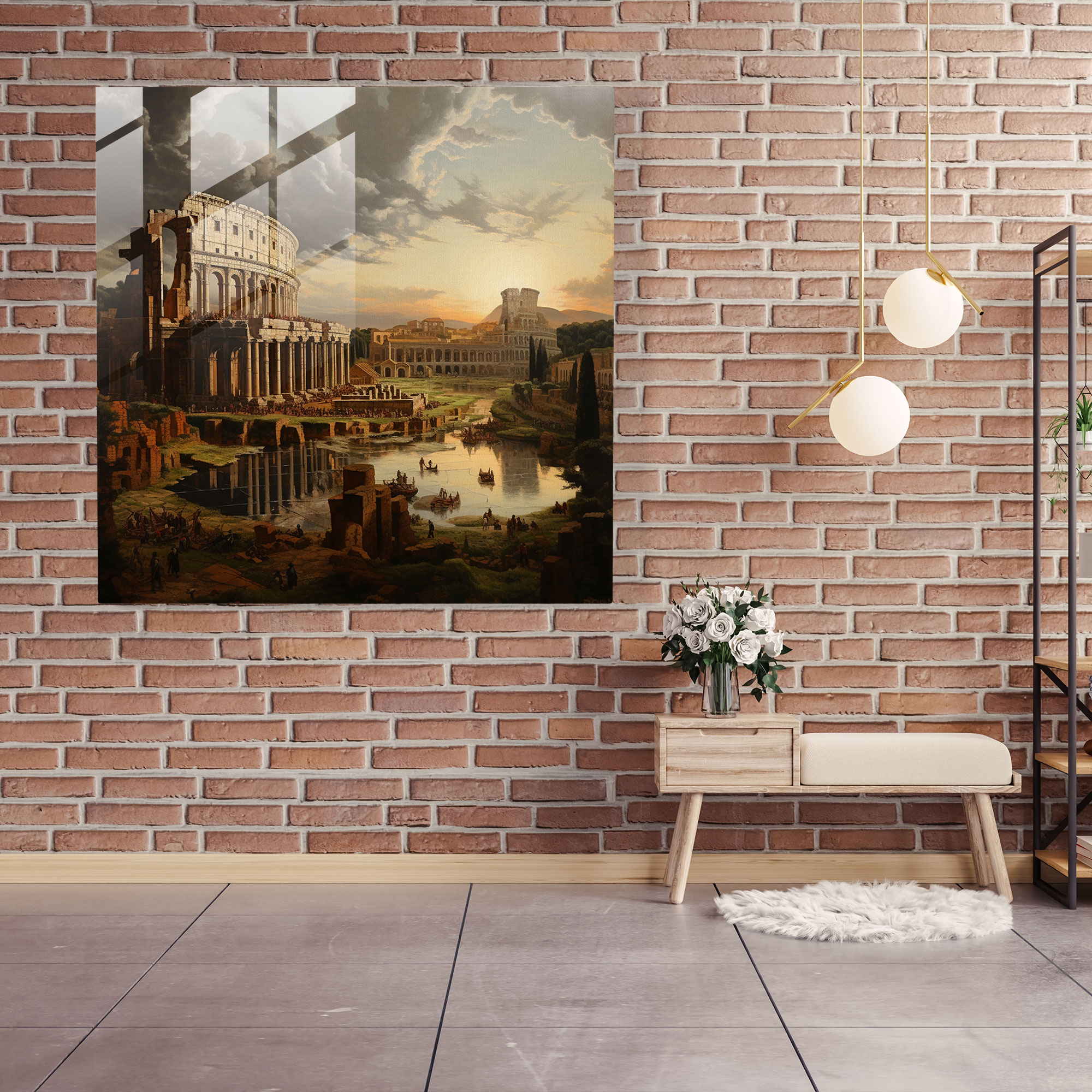 Aurelius' Majestic Colosseum Glass Wall Art