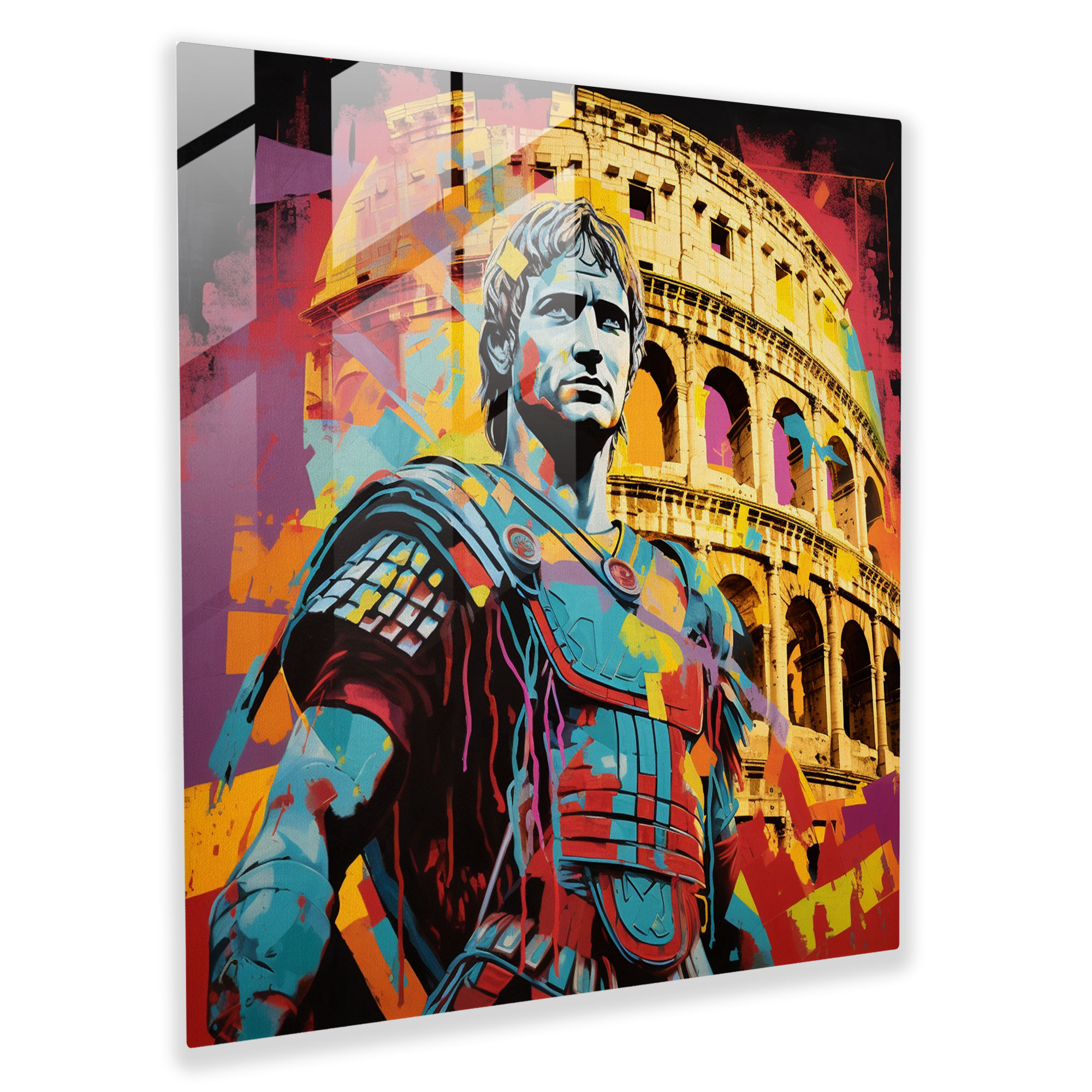 All Glass Prints - Vibrant Roman Colosseum Pop Art Glass Wall Art - Digital Collage Glass Print - Home Decoration - Wall Decoration