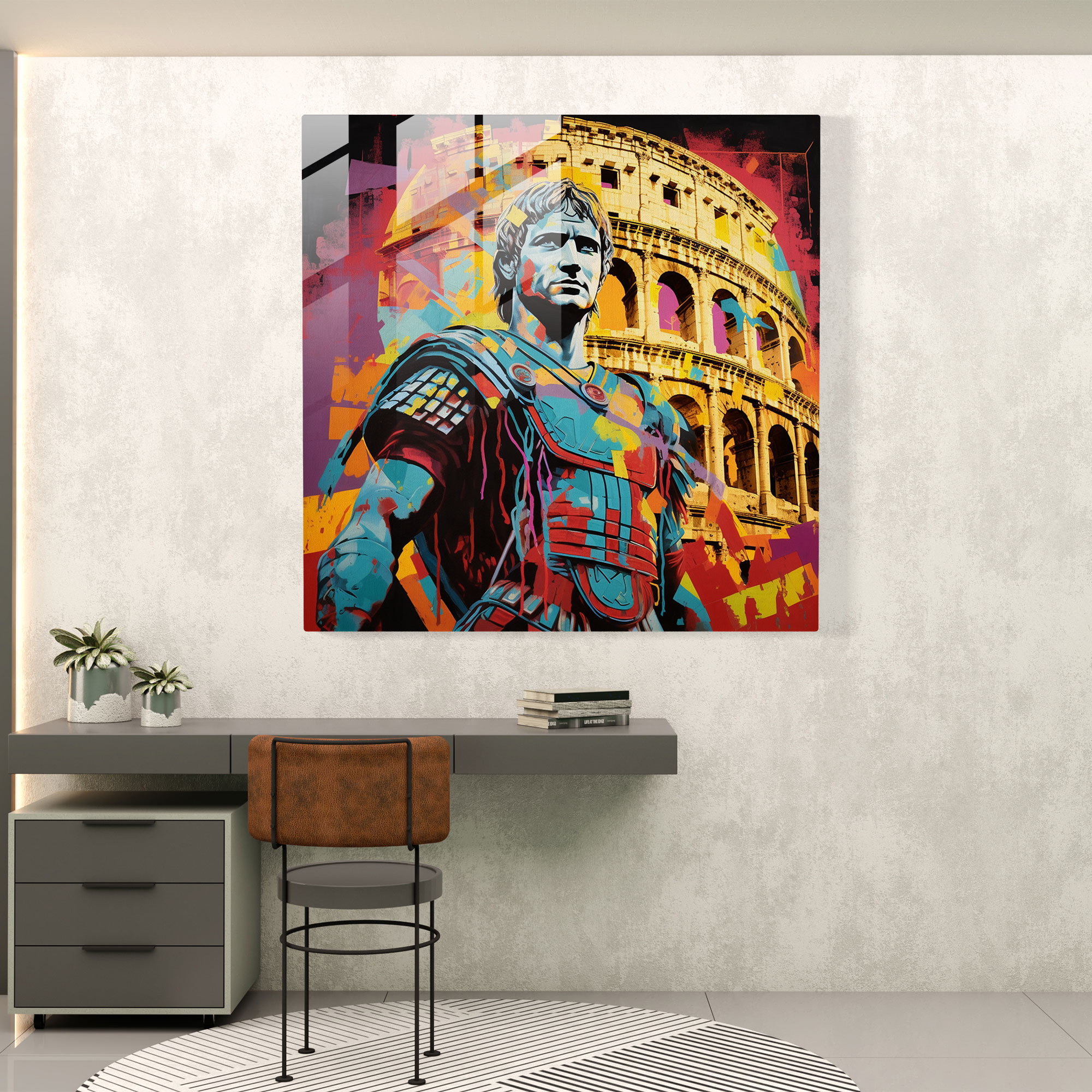 All Glass Prints - Vibrant Roman Colosseum Pop Art Glass Wall Art - Digital Collage Glass Print - Home Decoration - Wall Decoration