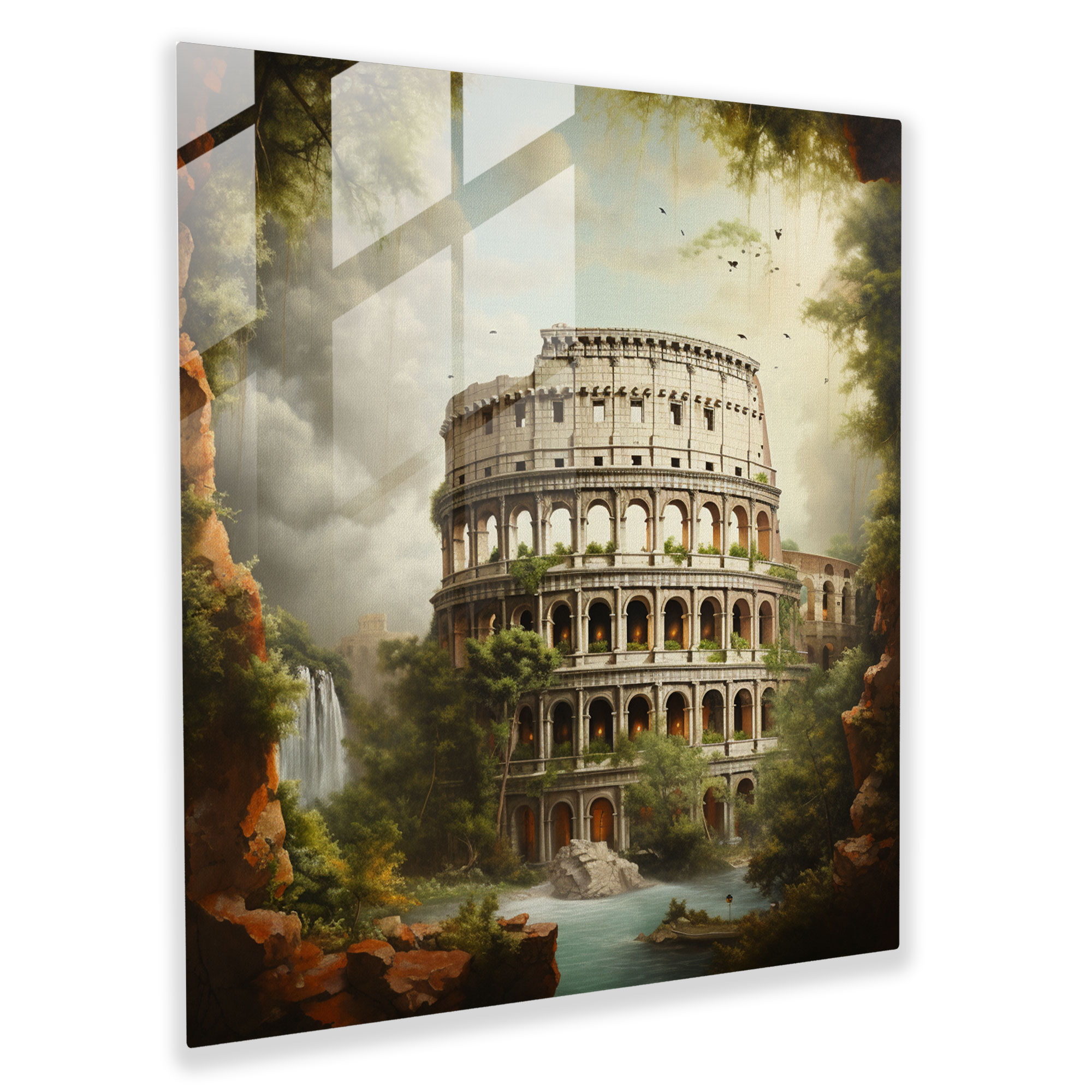 All Glass Prints - Dreamlike Roman Colosseum Surrealistic Glass Wall Art - Mixed Media Glass Print - Home Decoration - Wall Decor