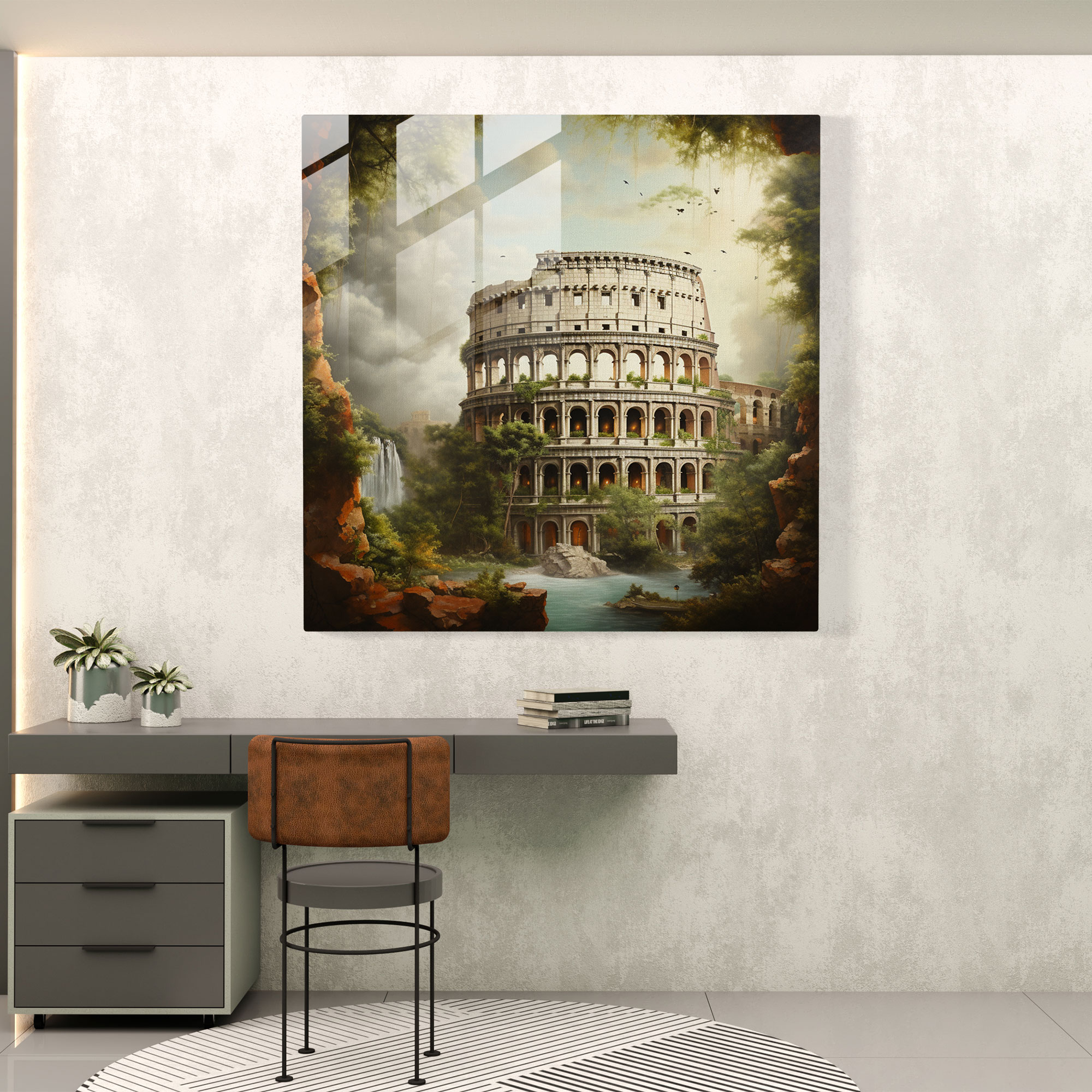 All Glass Prints - Dreamlike Roman Colosseum Surrealistic Glass Wall Art - Mixed Media Glass Print - Home Decoration - Wall Decor