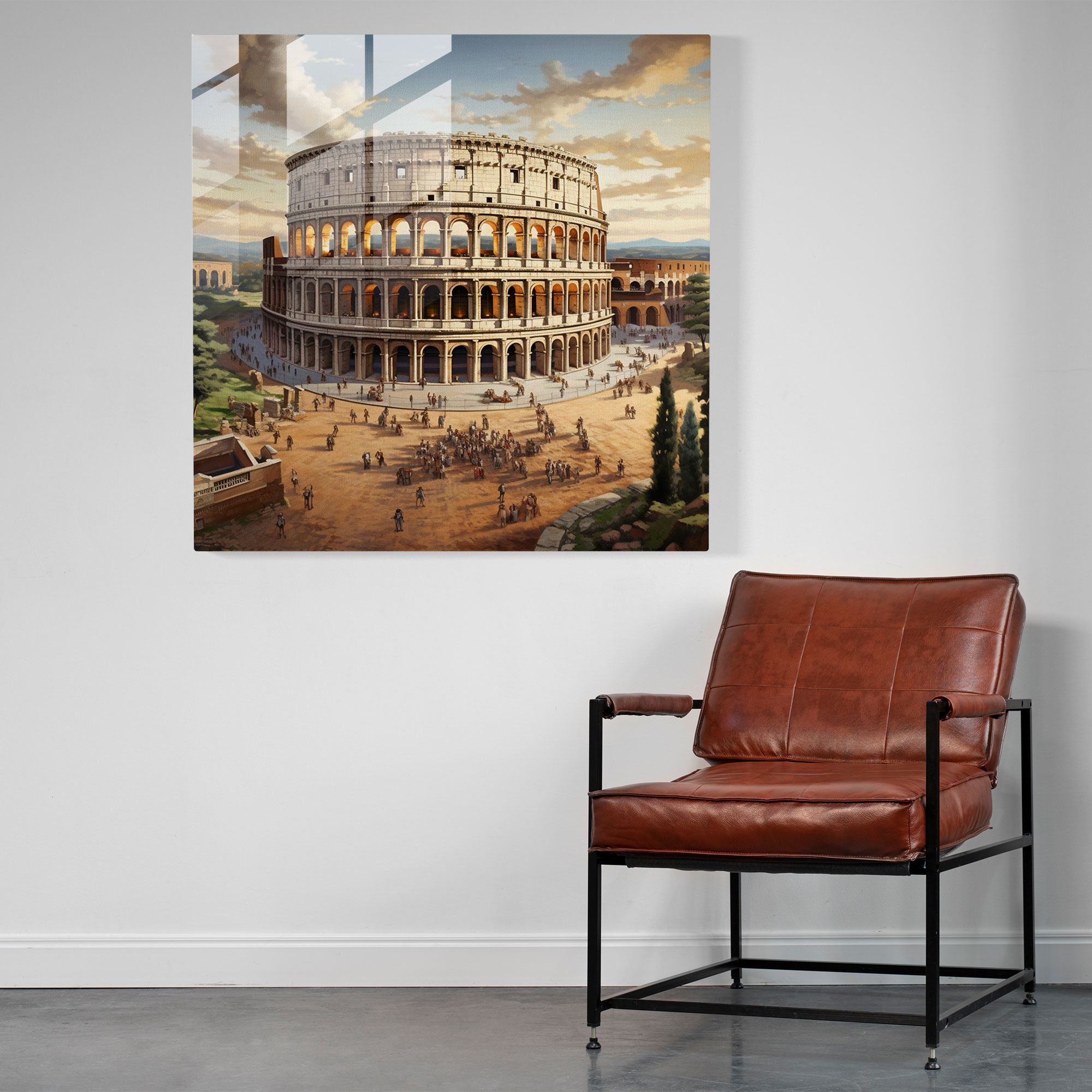 Classical Glass Print - Detailed Architectural Rendering of the Roman Colosseum - Home Decoration