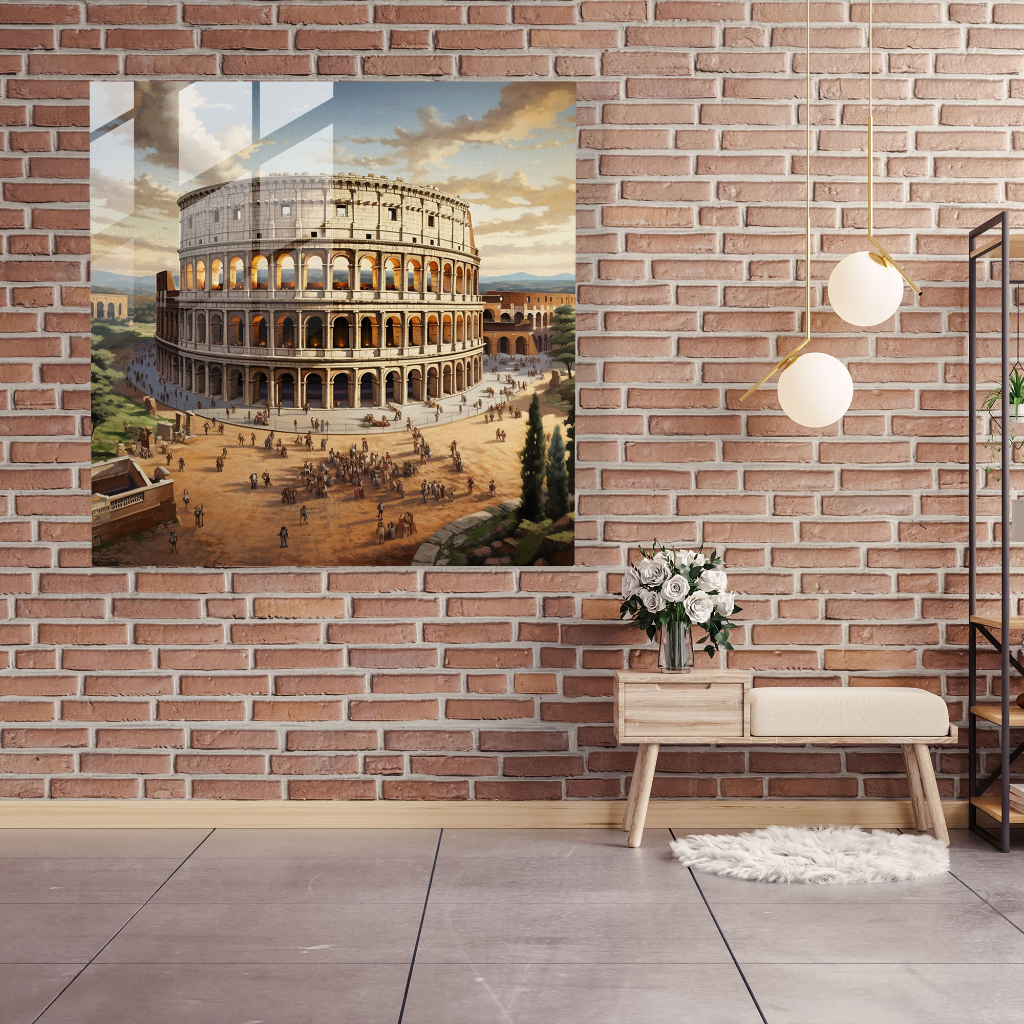Classical Glass Print - Detailed Architectural Rendering of the Roman Colosseum - Home Decoration
