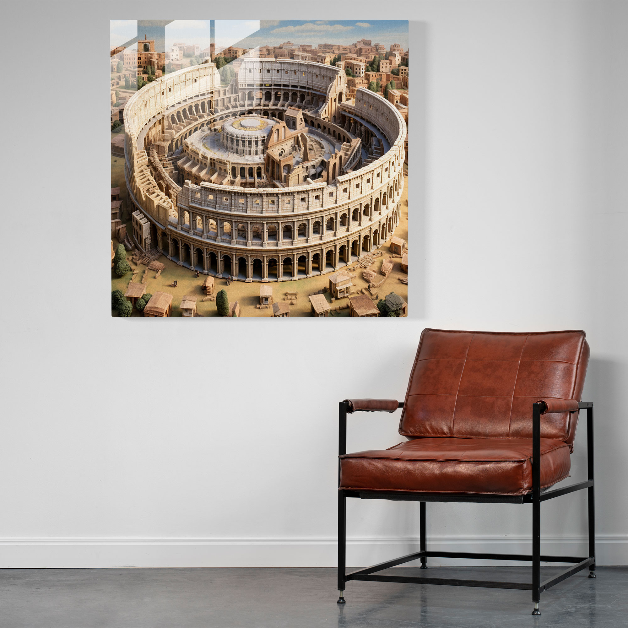 Architectural Marvel Glass Print - Realistic Roman Colosseum Architecture Wall Art