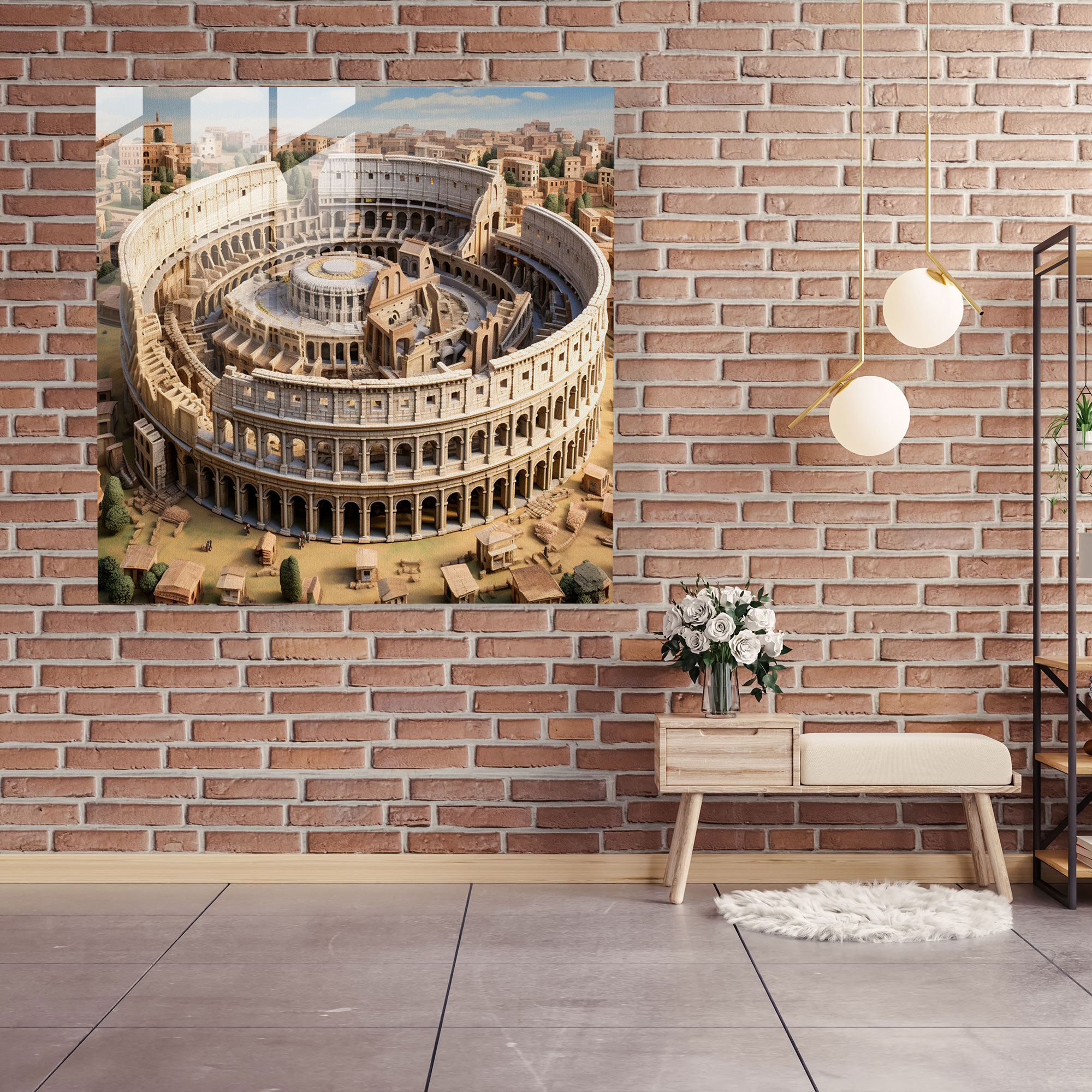 Architectural Marvel Glass Print - Realistic Roman Colosseum Architecture Wall Art
