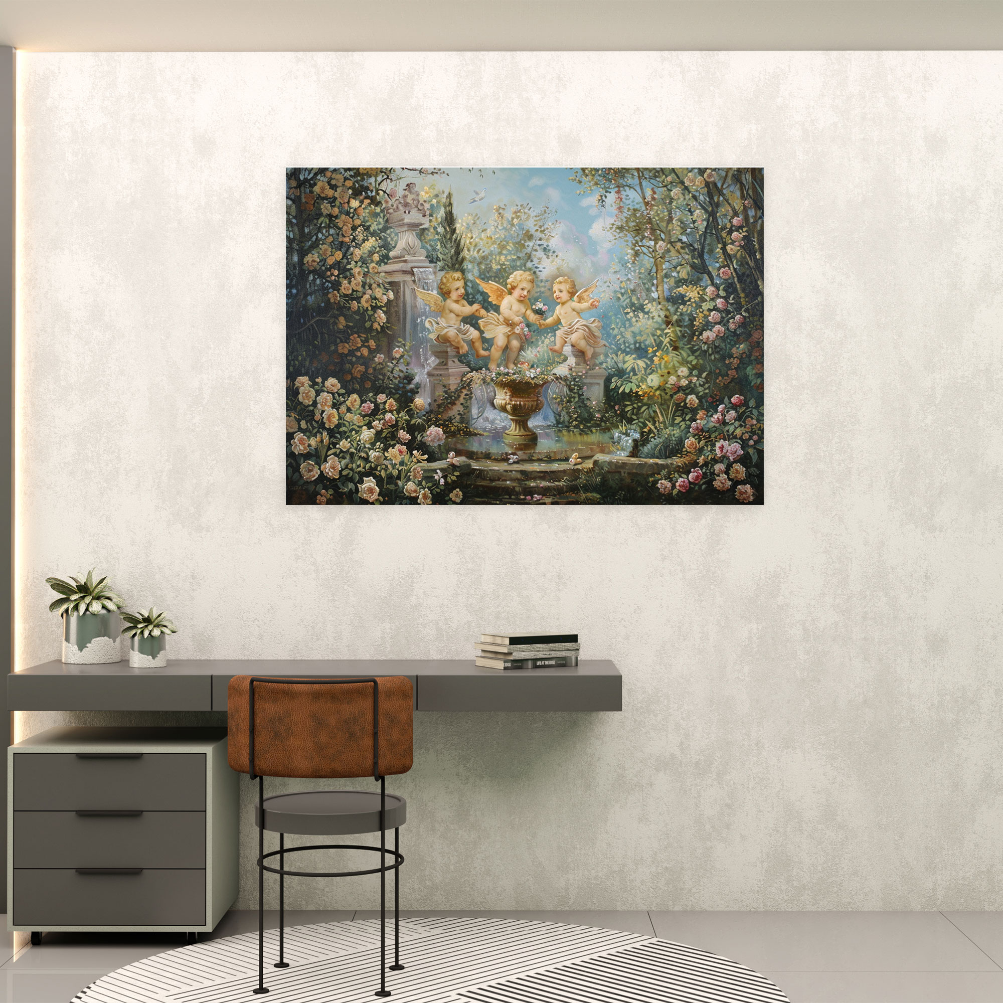 Rococo Style Painting Wall Decoration - Rococo, Rococo Style Painting, Wall Decoration, Canvas Wall Art