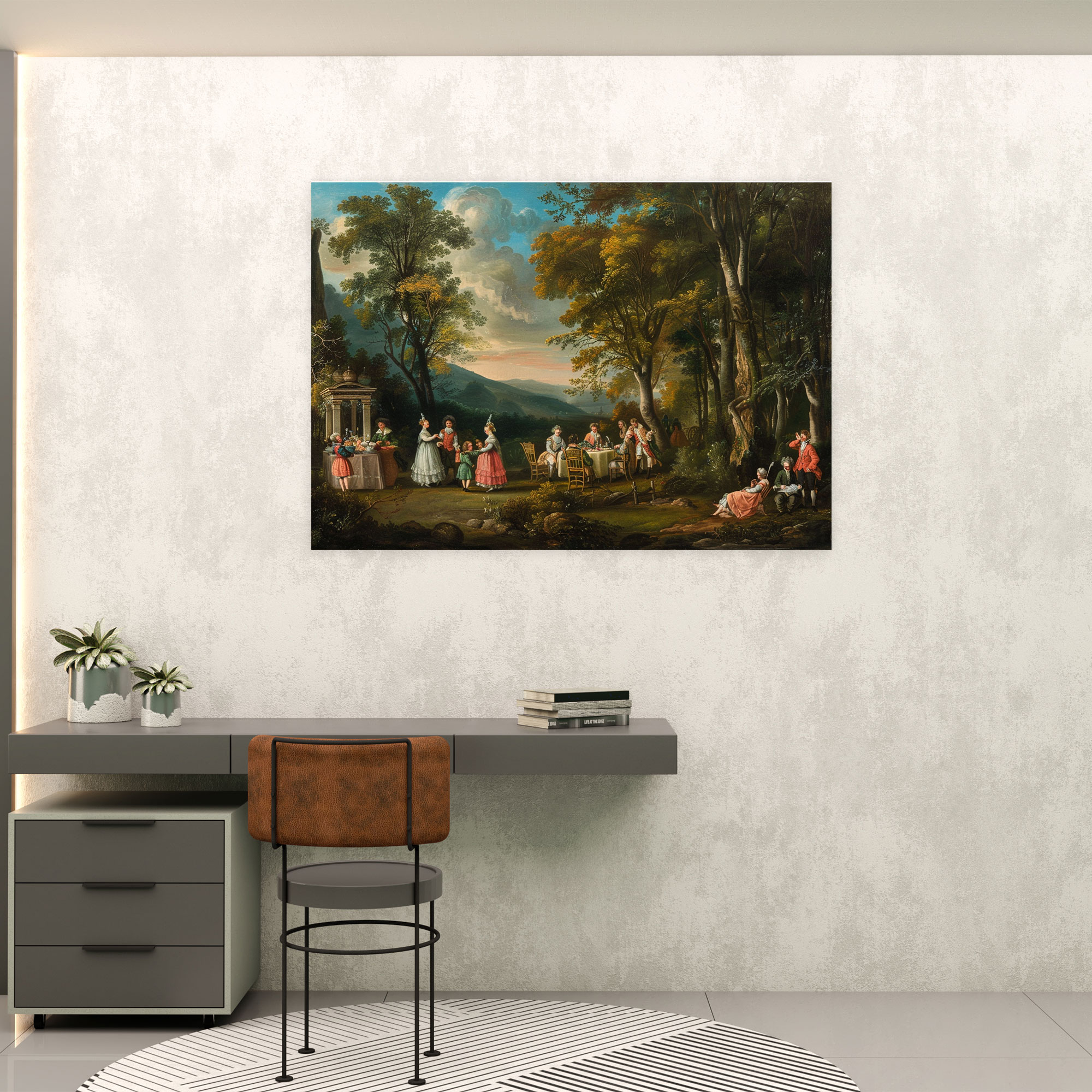 Rococo Style Painting Romantic Canvas Print - Rococo, Home Decoration, Wall Art, Romantic Canvas Print