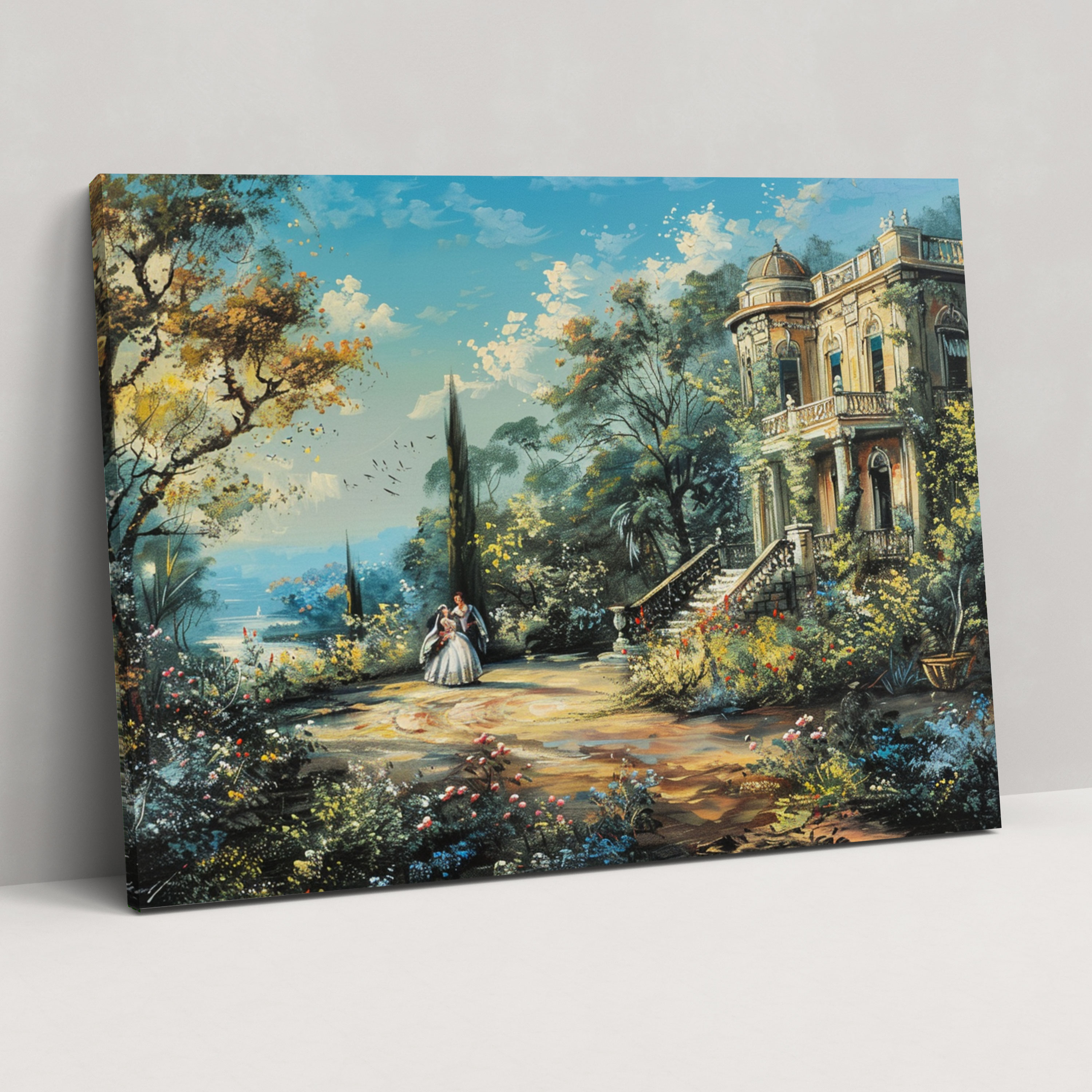 Rococo Style Painting Romantic Garden Scene Canvas Print - Rococo, Home Decoration, Rococo Style Painting, Wall Decoration