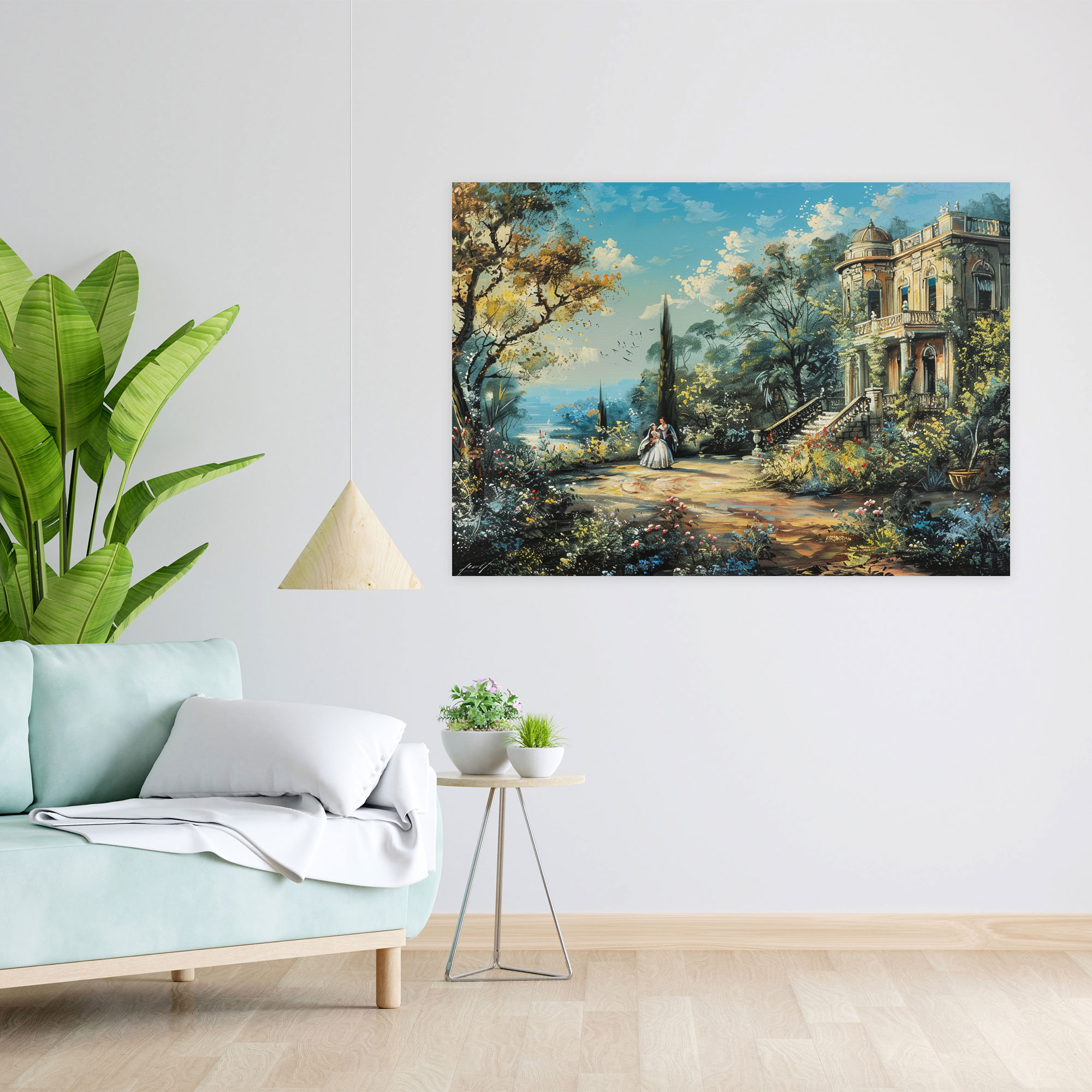 Rococo Style Painting Romantic Garden Scene Canvas Print - Rococo, Home Decoration, Rococo Style Painting, Wall Decoration