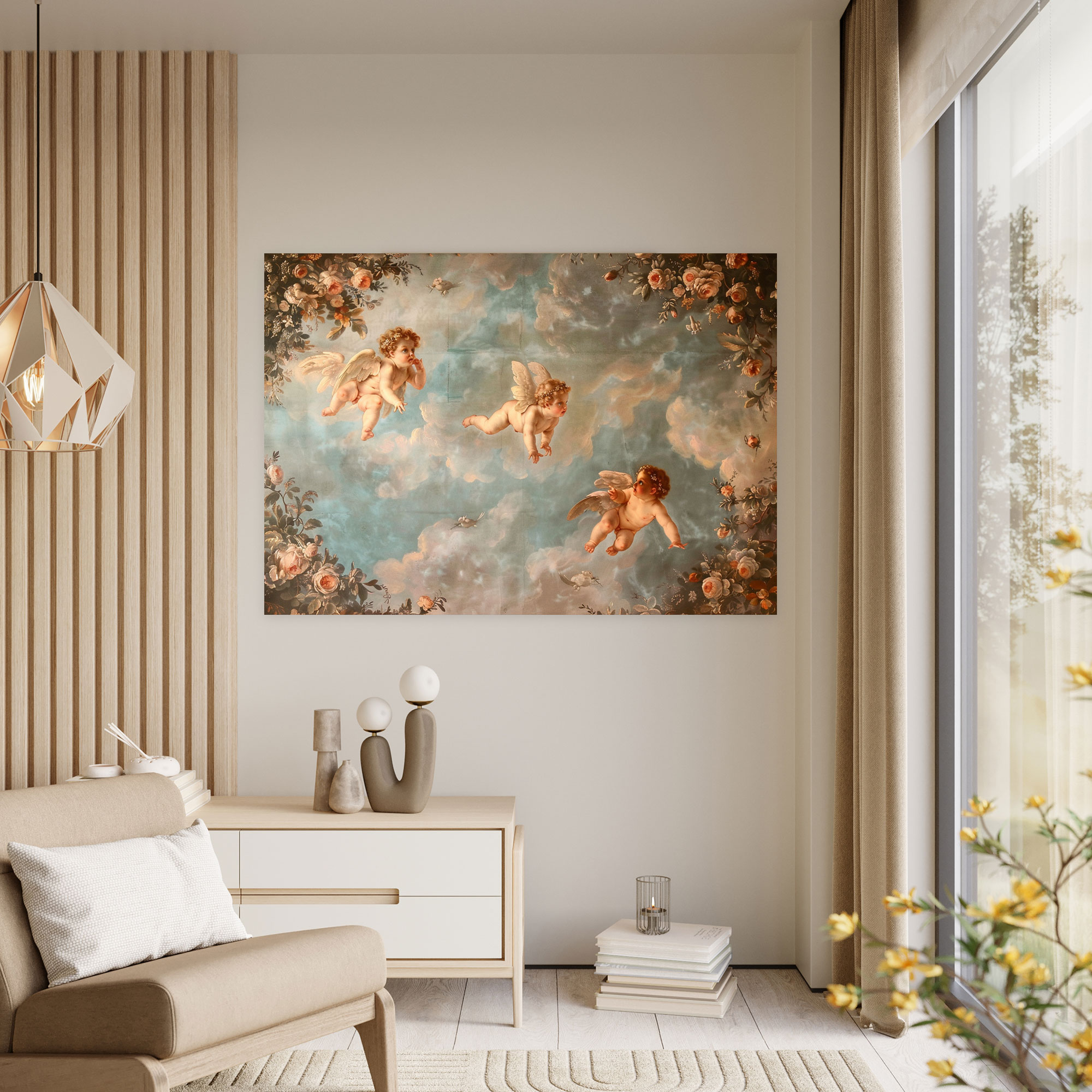Rococo Style Painting Cherubs Playing Wall Decoration - Rococo, Wall Decoration, Home Decoration, Canvas Wall Art