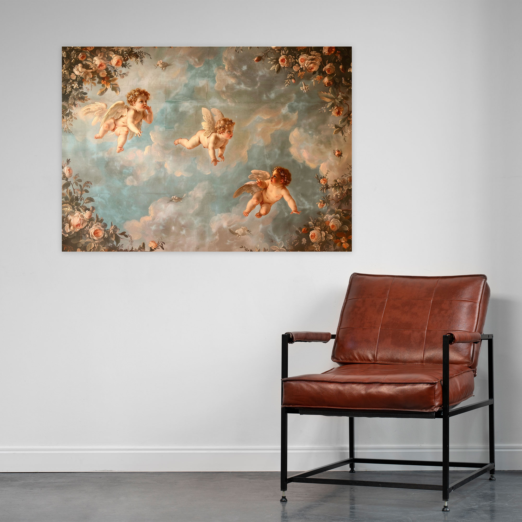 Rococo Style Painting Cherubs Playing Wall Decoration - Rococo, Wall Decoration, Home Decoration, Canvas Wall Art