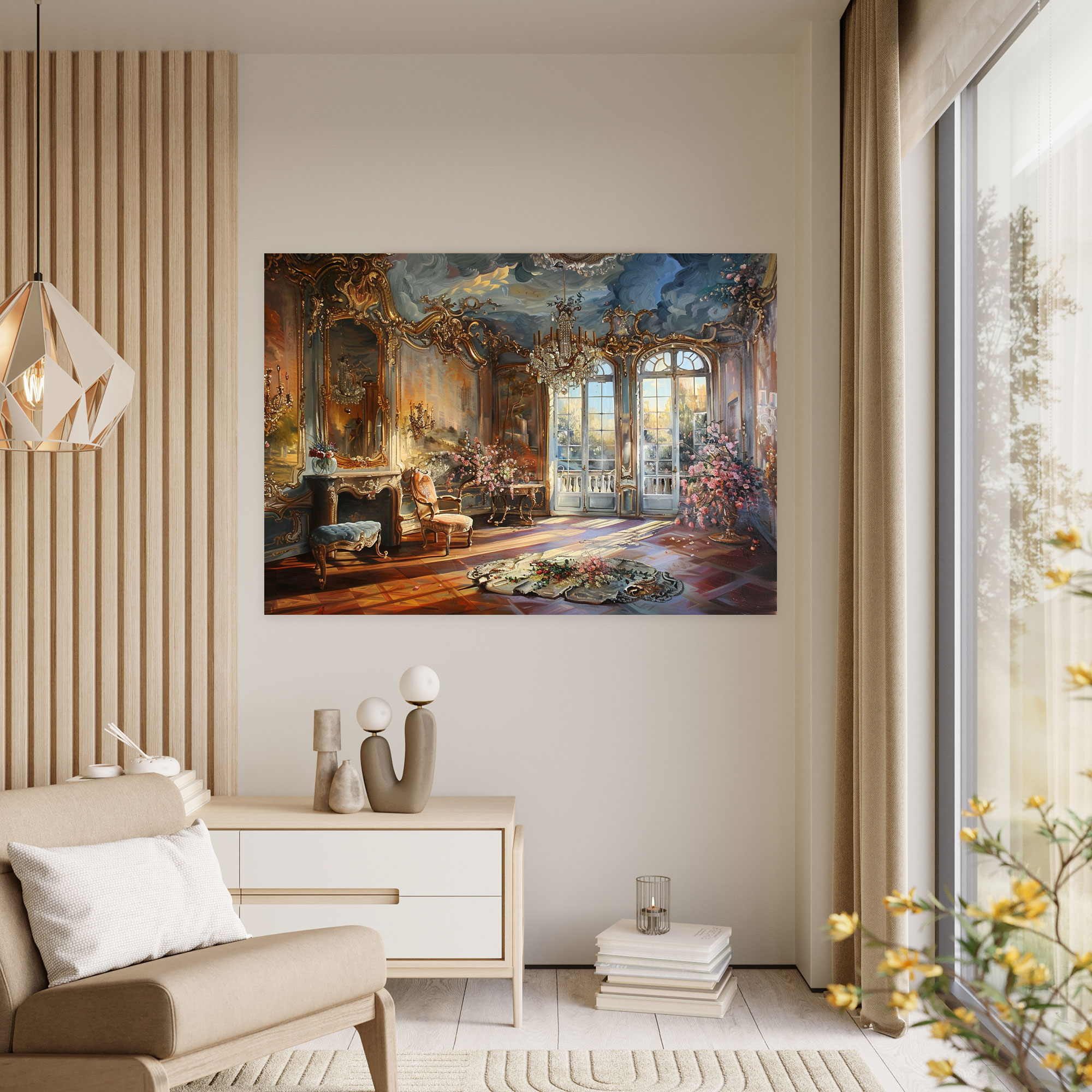 Rococo Style Painting Opulent Interior Wall Decoration - Rococo, Home Decoration, Rococo Style Painting, Wall Decoration