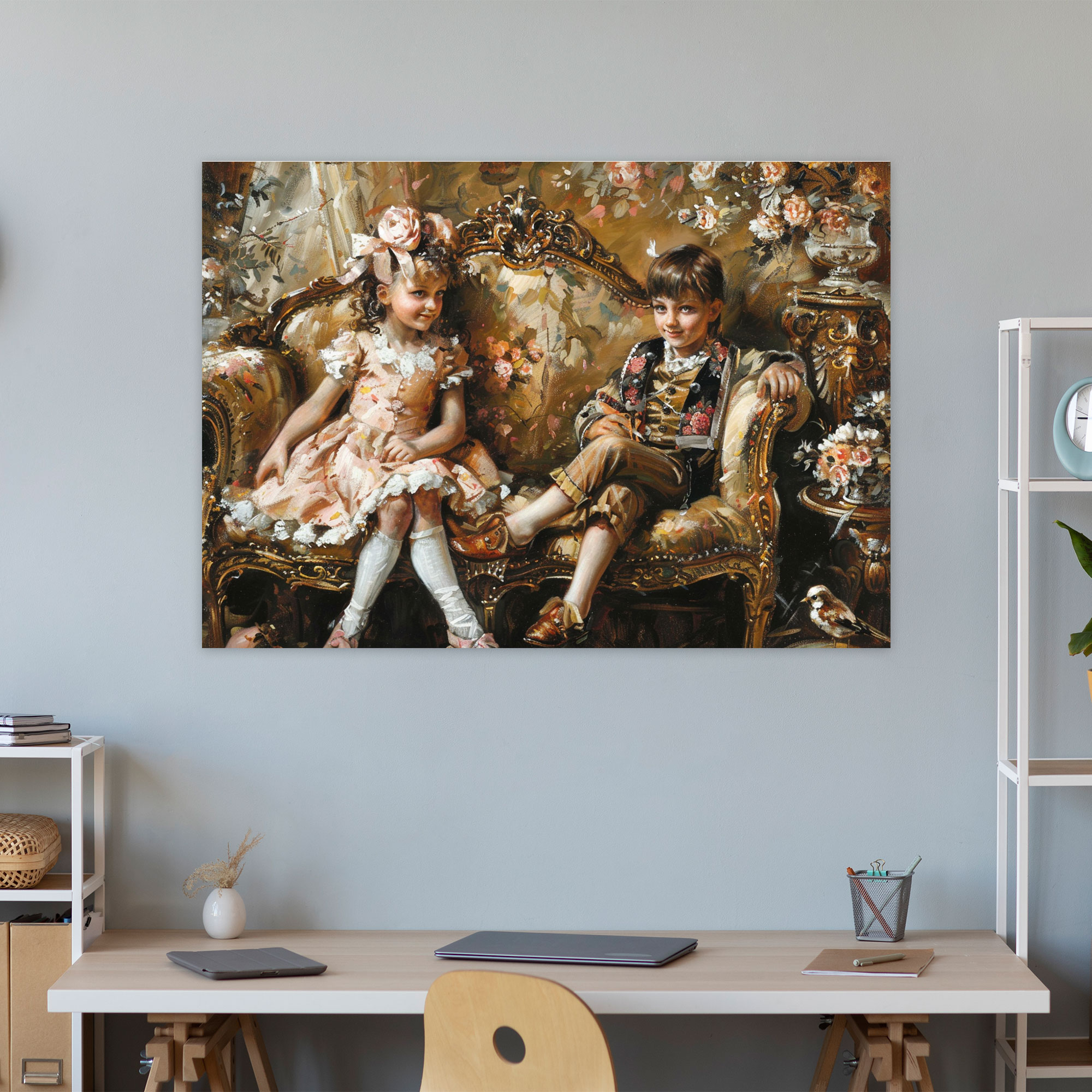 Rococo Style Painting Playful Children Canvas Print - Rococo, Canvas Print, Home Decoration, Canvas