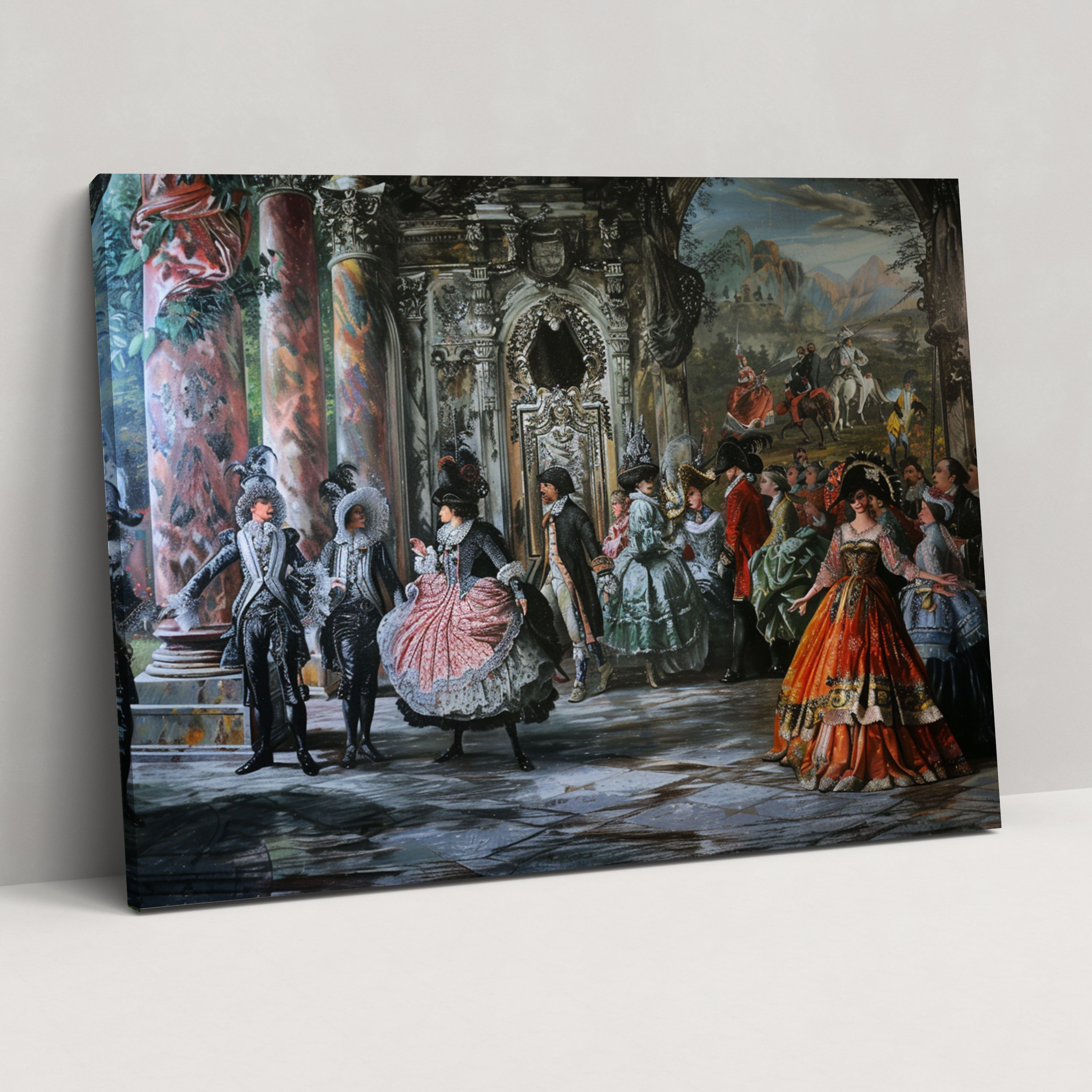Rococo Style Painting Elaborate Costumes Wall Art - Rococo, Canvas, Rococo Style Painting, Canvas Wall Art
