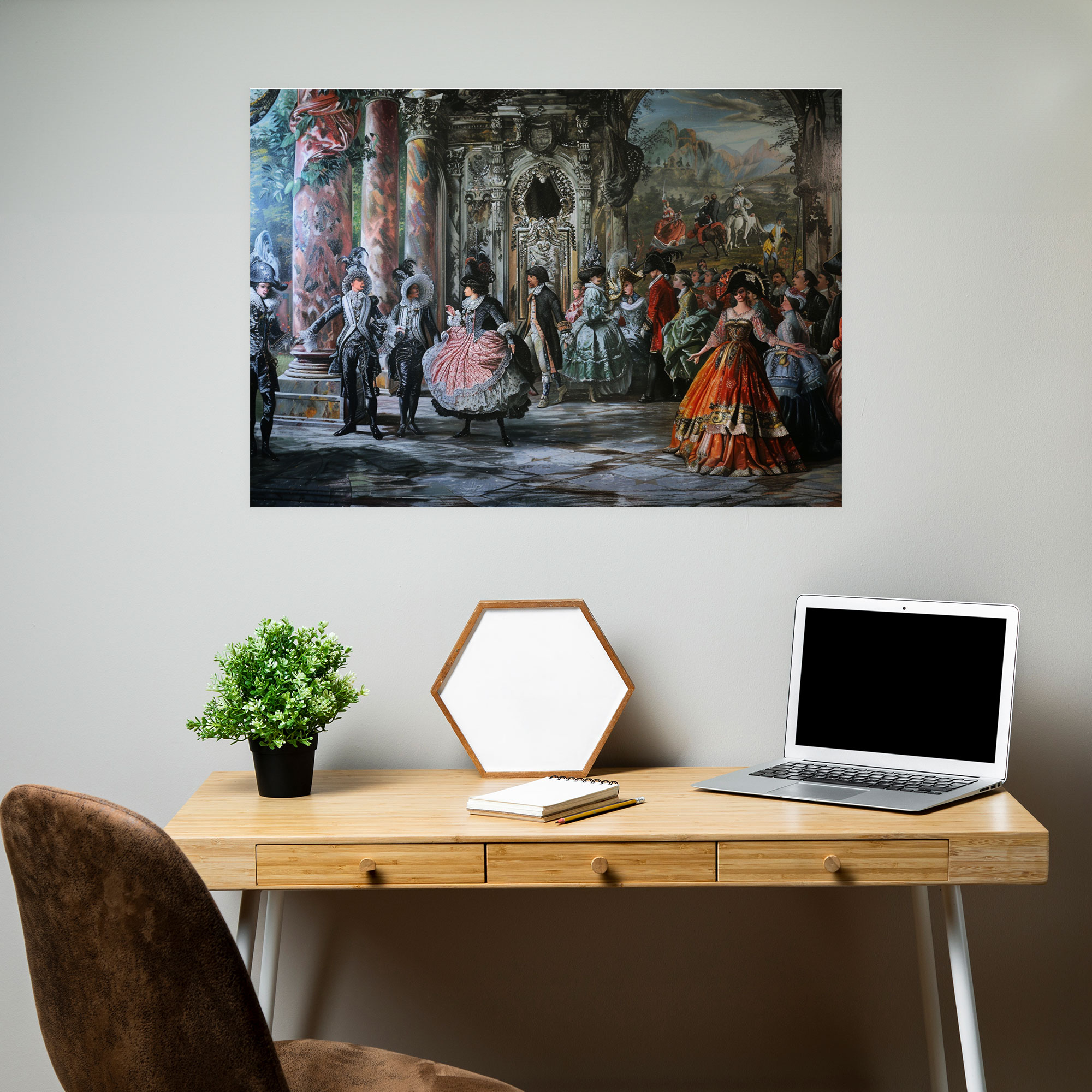 Rococo Style Painting Elaborate Costumes Wall Art - Rococo, Canvas, Rococo Style Painting, Canvas Wall Art