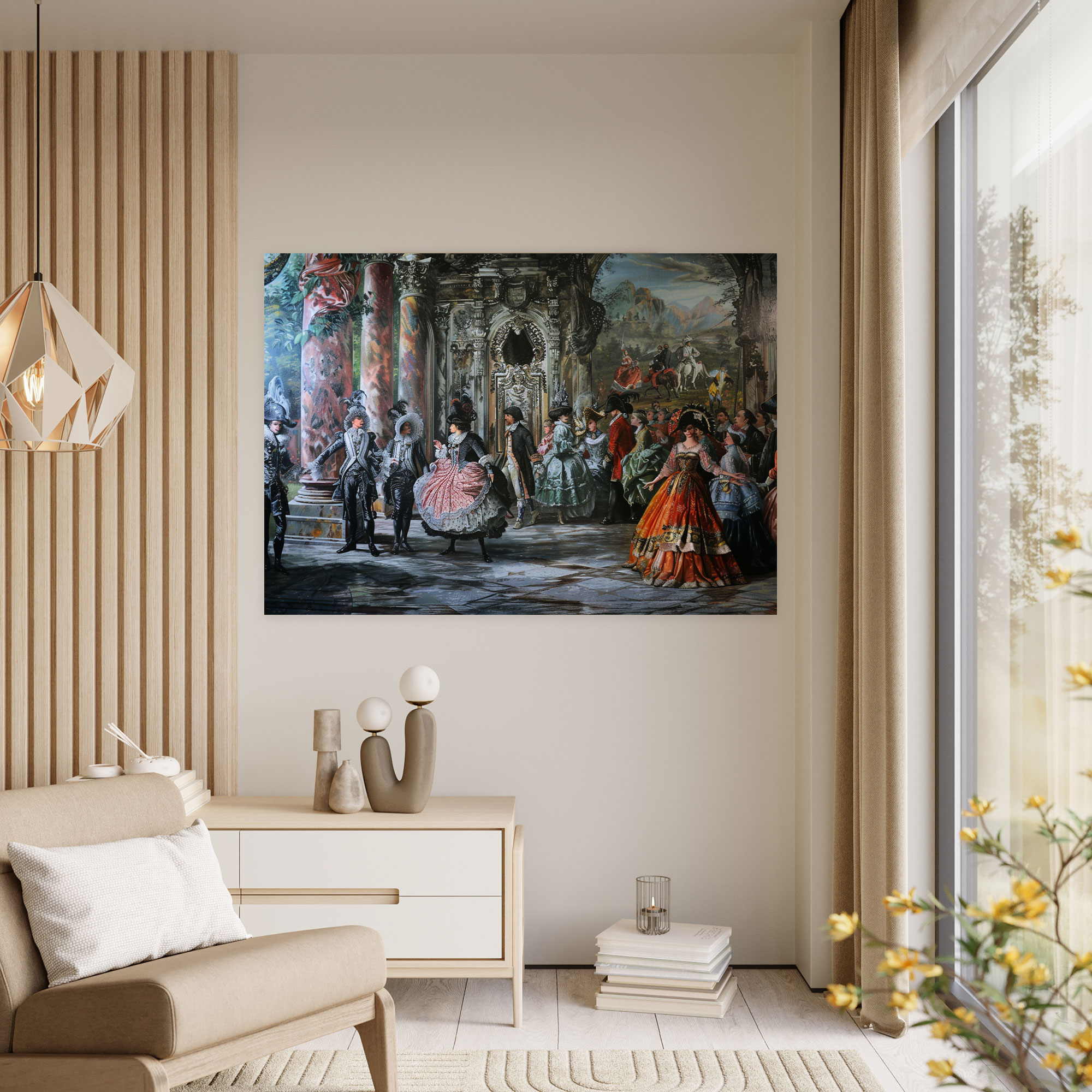 Rococo Style Painting Elaborate Costumes Wall Art - Rococo, Canvas, Rococo Style Painting, Canvas Wall Art
