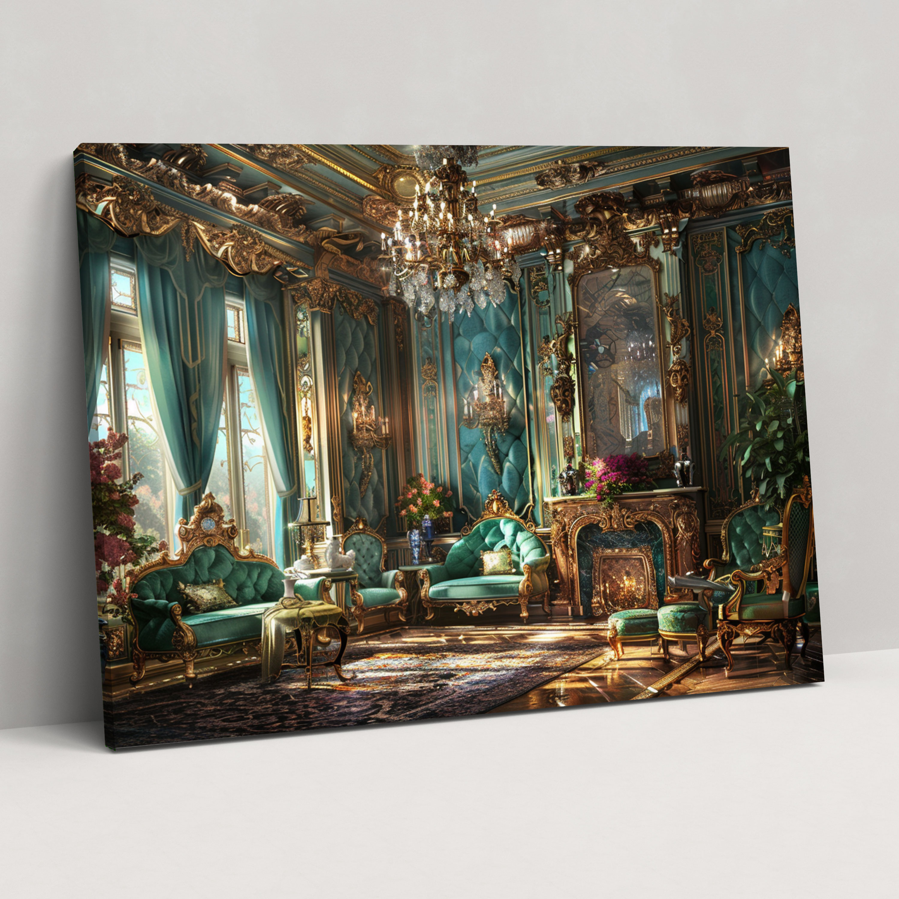 Opulent Rococo Style Painting Canvas Print - Rococo, Wall Art, Wall Decoration, Home Decoration