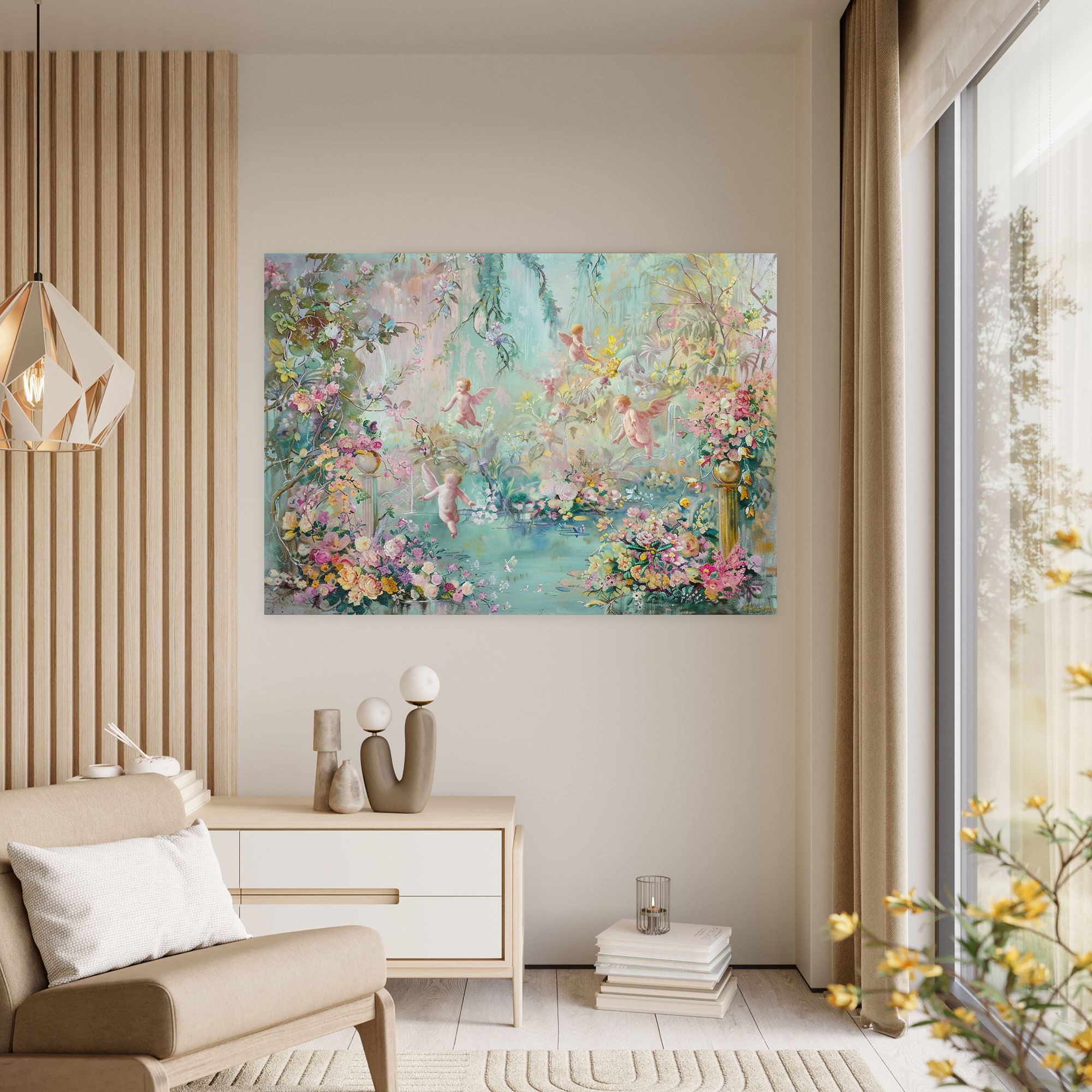 Playful Rococo Style Painting Canvas Print - Rococo, Wall Art, Canvas Print, Wall Decoration