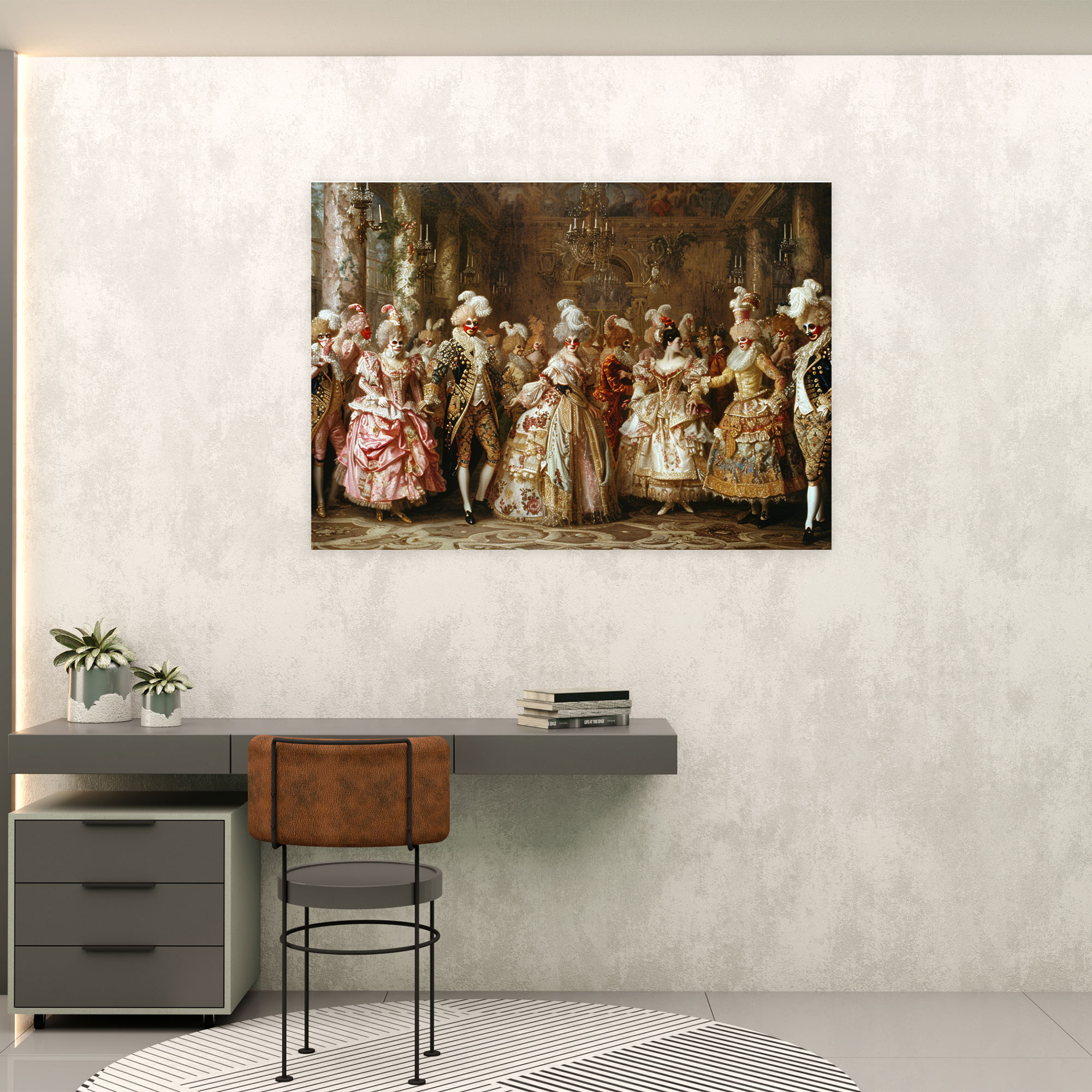 Festive Rococo Style Painting Canvas Print - Rococo, Canvas Wall Art, Home Decoration, Canvas