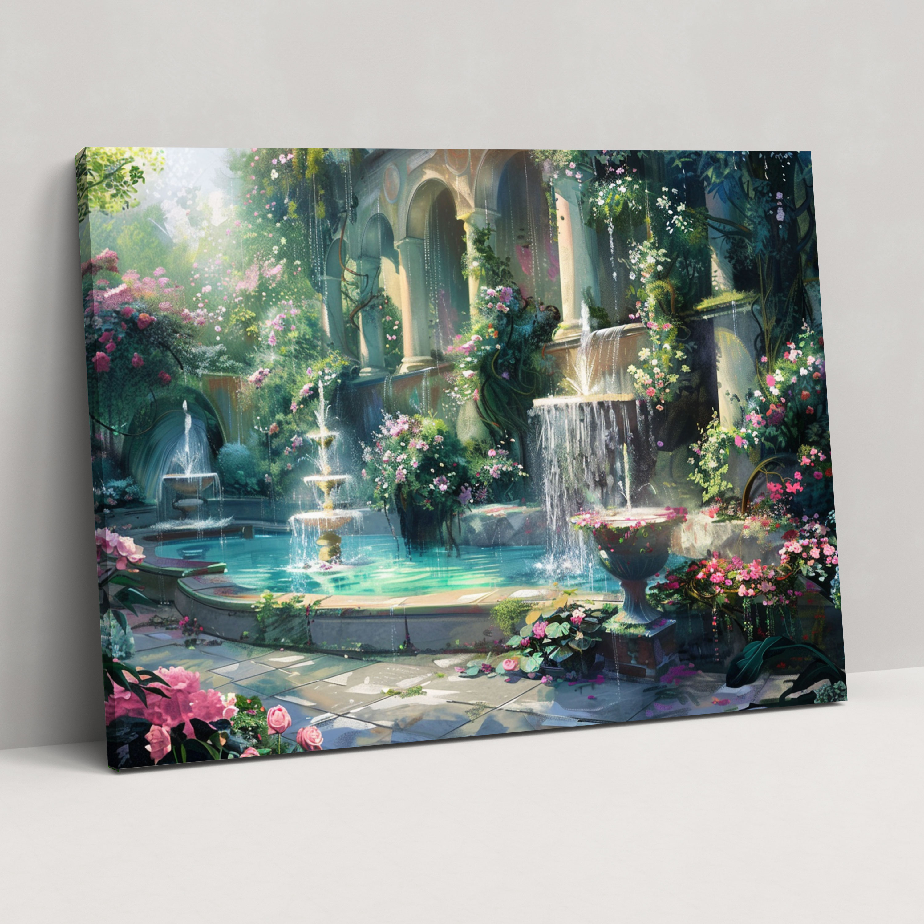 Rococo Style Painting Canvas Print - Rococo, Garden Scene, Rococo Style Painting, Wall Art