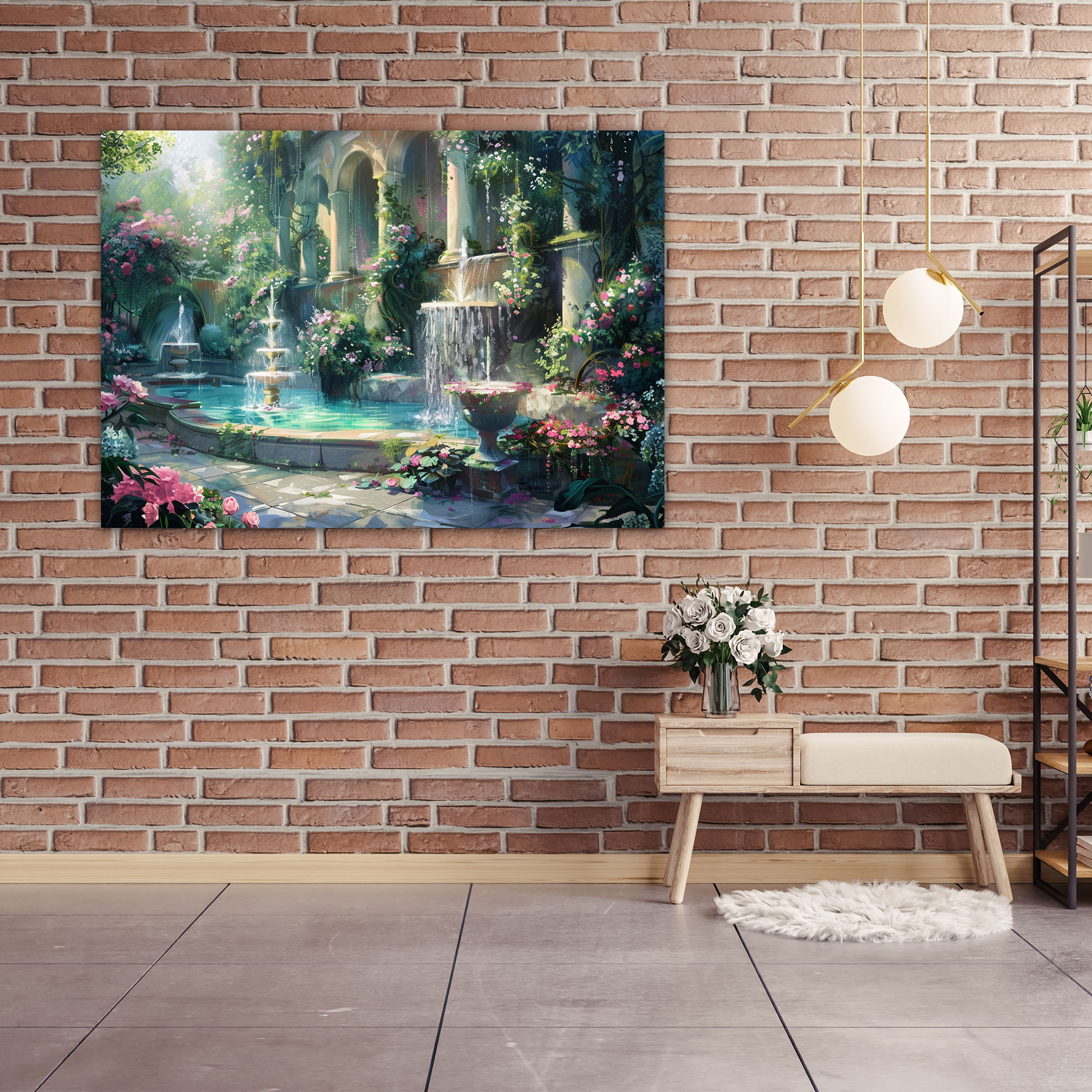 Rococo Style Painting Canvas Print - Rococo, Garden Scene, Rococo Style Painting, Wall Art