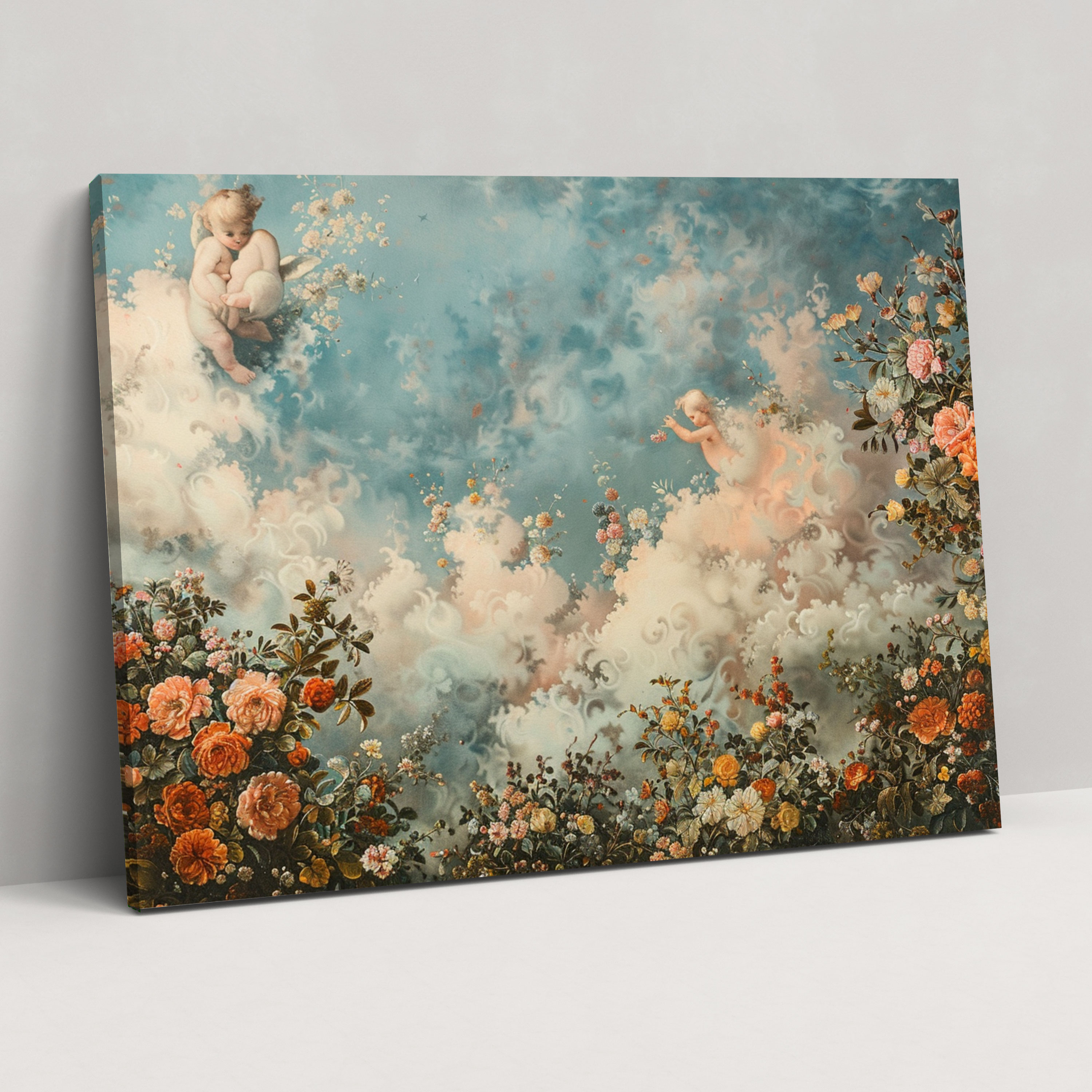 Rococo Style Painting Wall Art - Rococo, Floral Patterns, Canvas Wall Art, Home Decoration