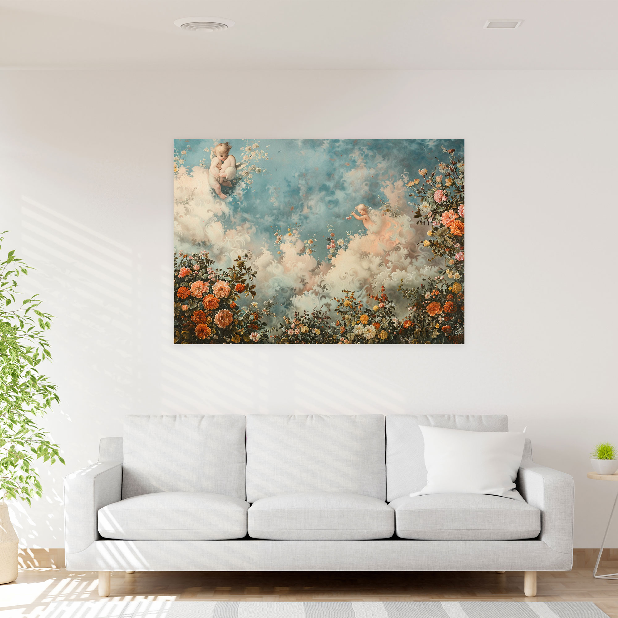 Rococo Style Painting Wall Art - Rococo, Floral Patterns, Canvas Wall Art, Home Decoration