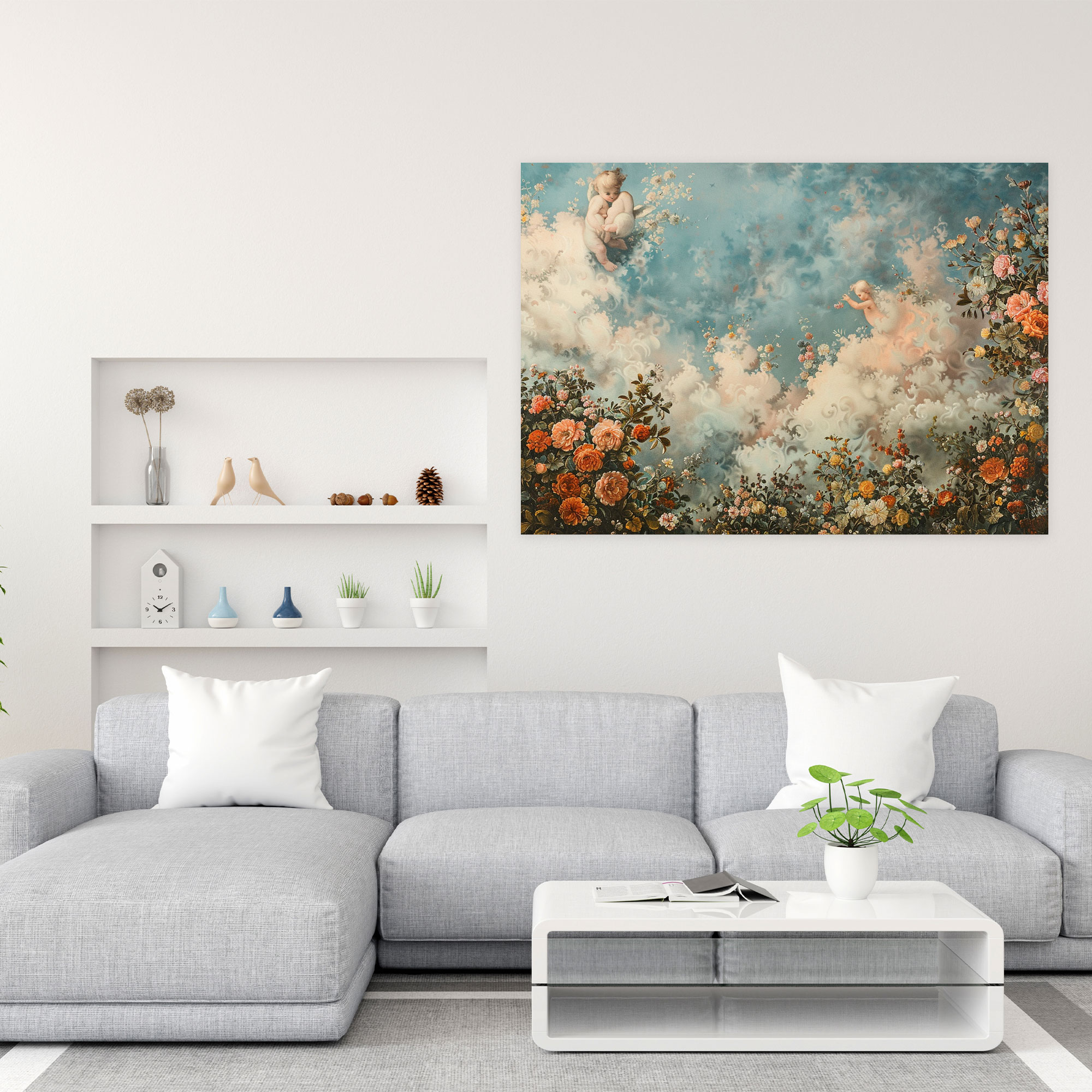 Rococo Style Painting Wall Art - Rococo, Floral Patterns, Canvas Wall Art, Home Decoration