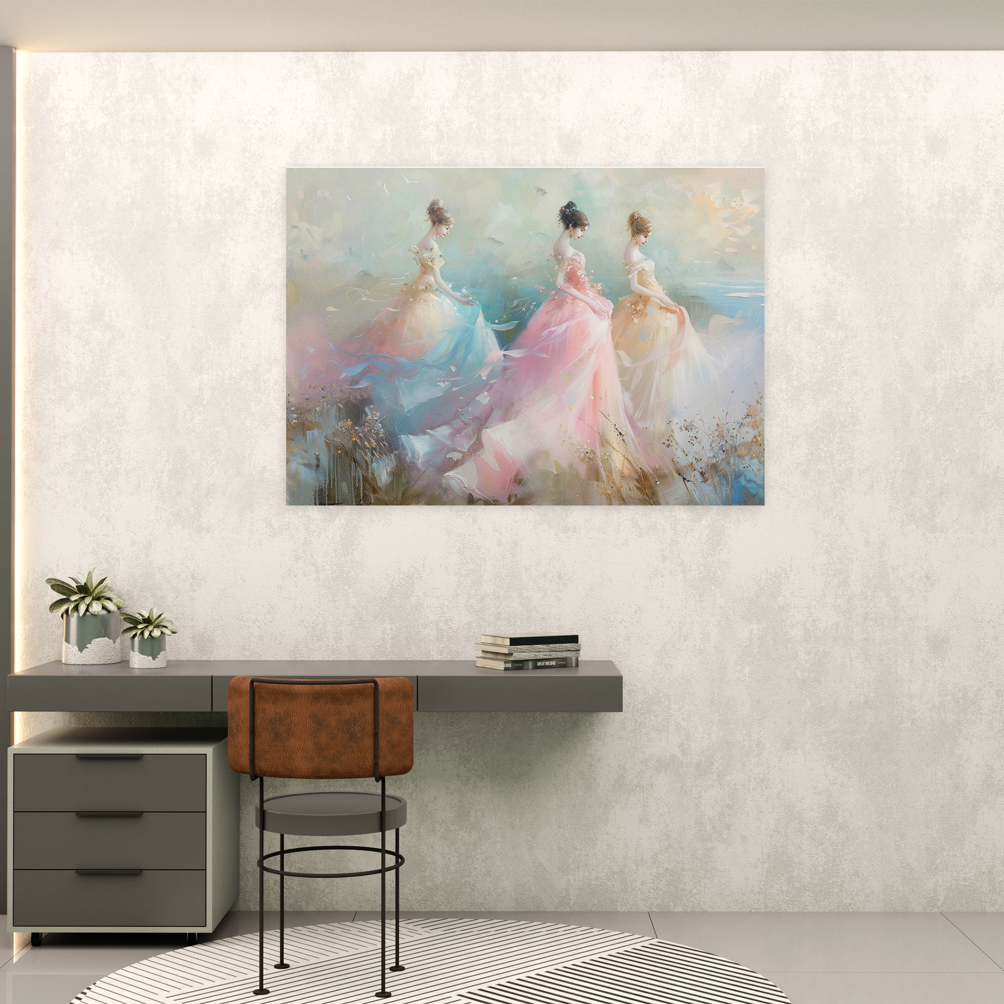 Rococo Style Painting Canvas Print - Rococo, Wall Art, Elegant Ladies, Canvas Wall Art