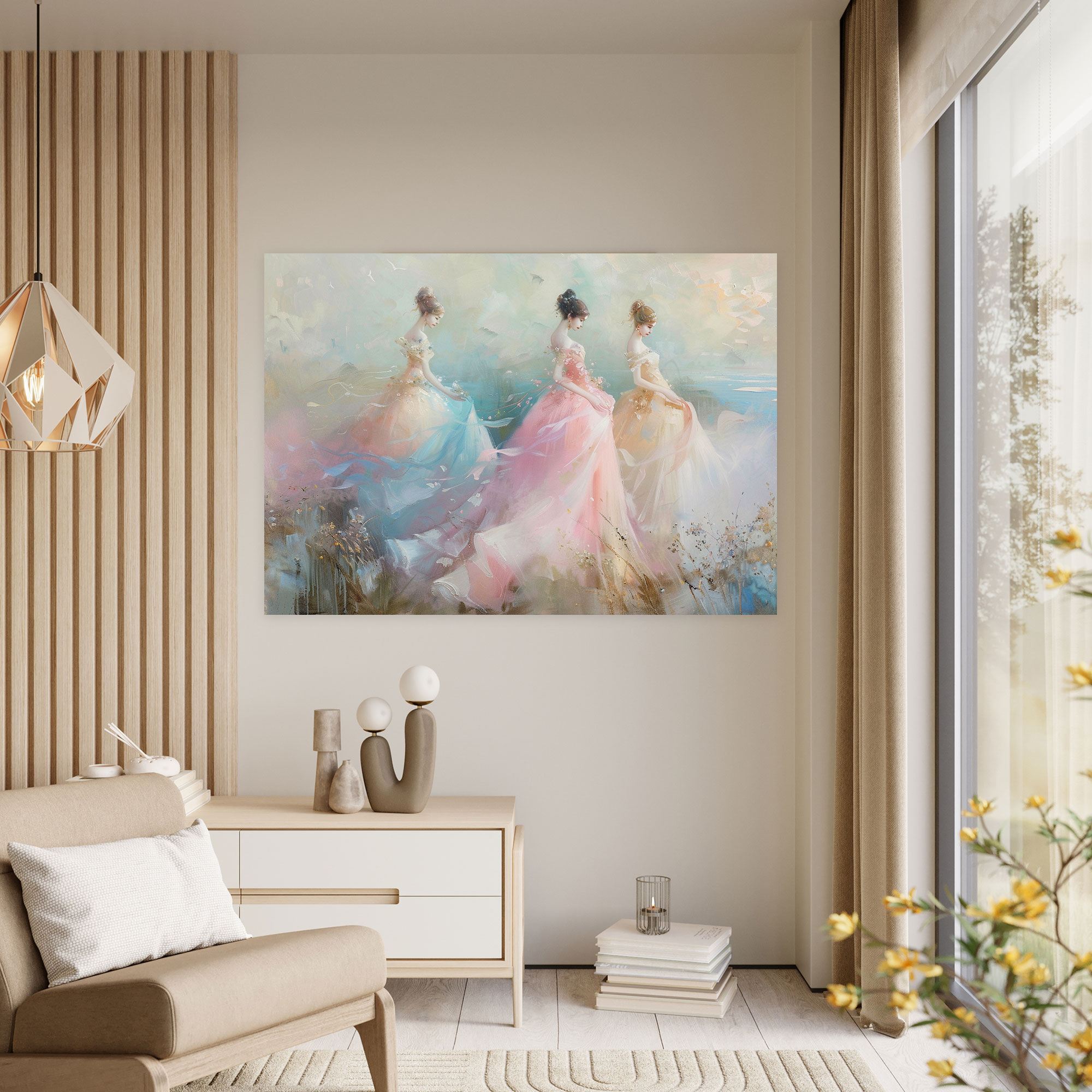 Rococo Style Painting Canvas Print - Rococo, Wall Art, Elegant Ladies, Canvas Wall Art