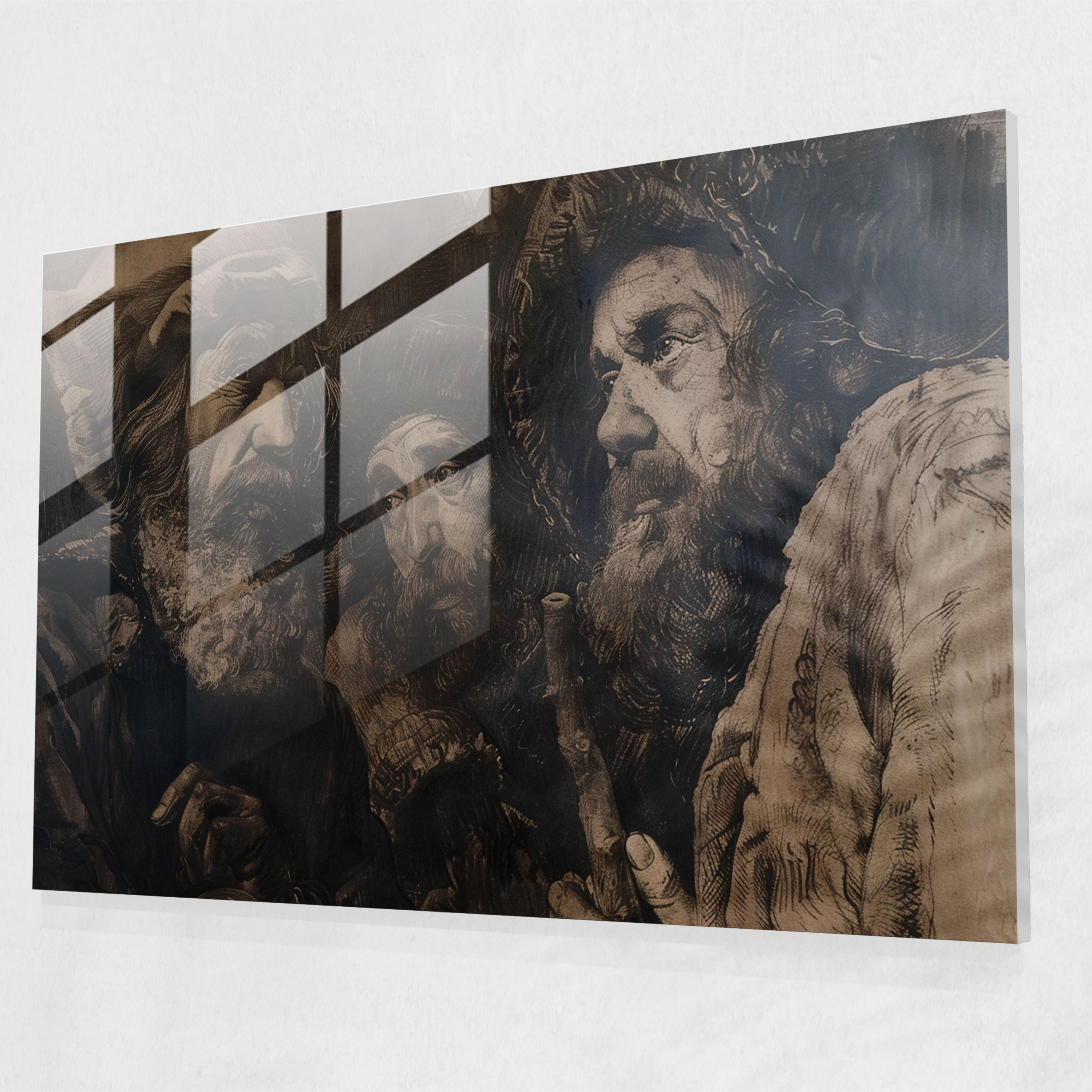 Rembrandt Glass Art - Detailed Etching And Shading - Rembrandt, Modern Art, Rembrandt, Glass Print