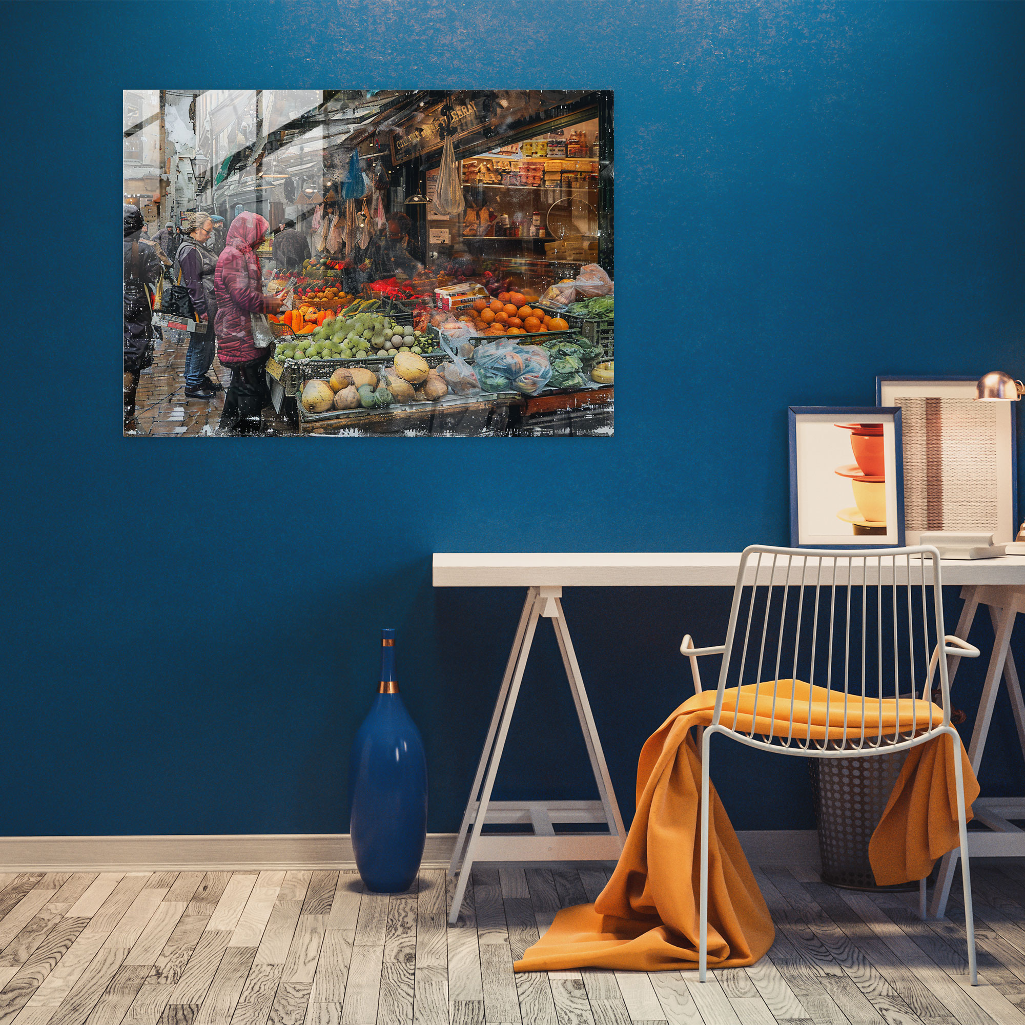 Rembrandt Glass Print - Vibrant Market Scene - Rembrandt, Rembrandt, Home Decoration, Modern Art