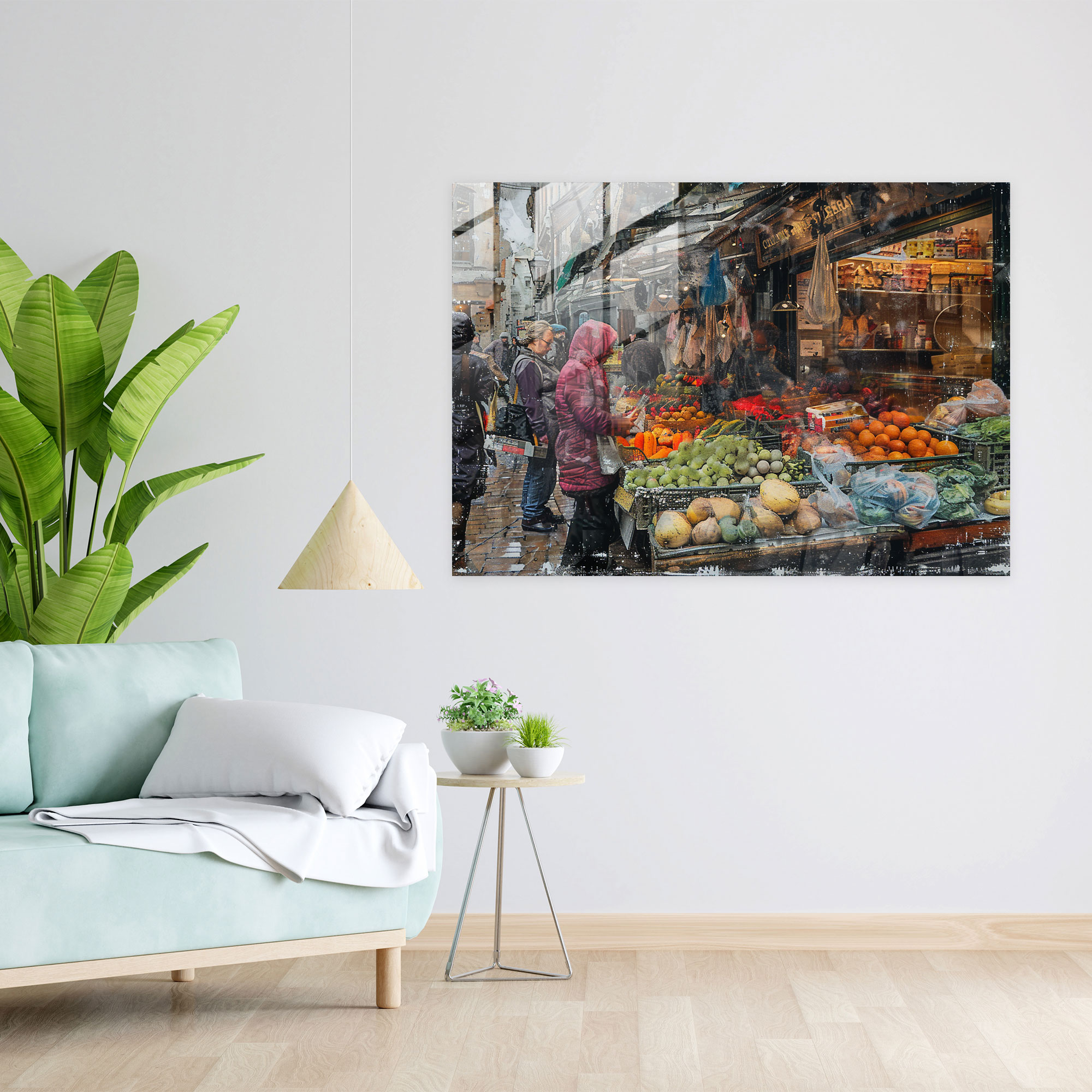 Rembrandt Glass Print - Vibrant Market Scene - Rembrandt, Rembrandt, Home Decoration, Modern Art