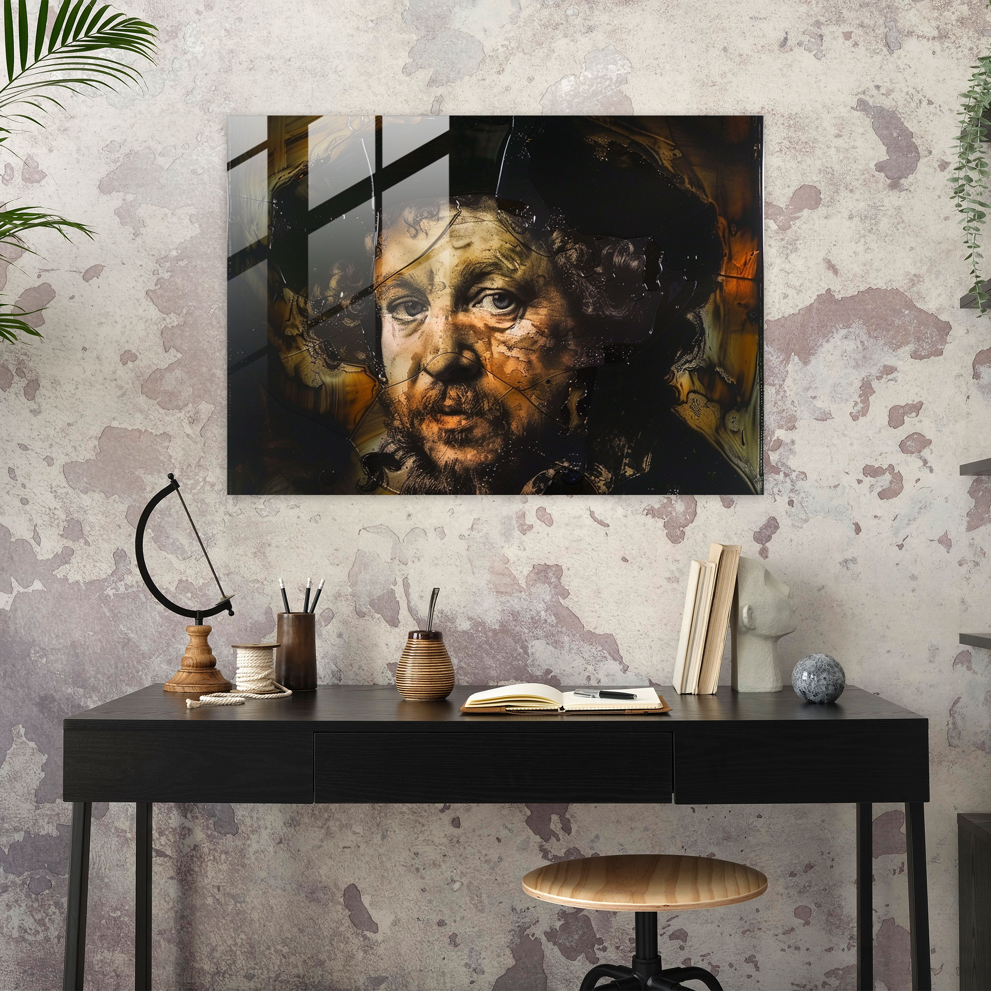 Rembrandt Self-Portrait Glass Wall Art - Rembrandt, Rembrandt, Glass Wall Art, Wall Decoration