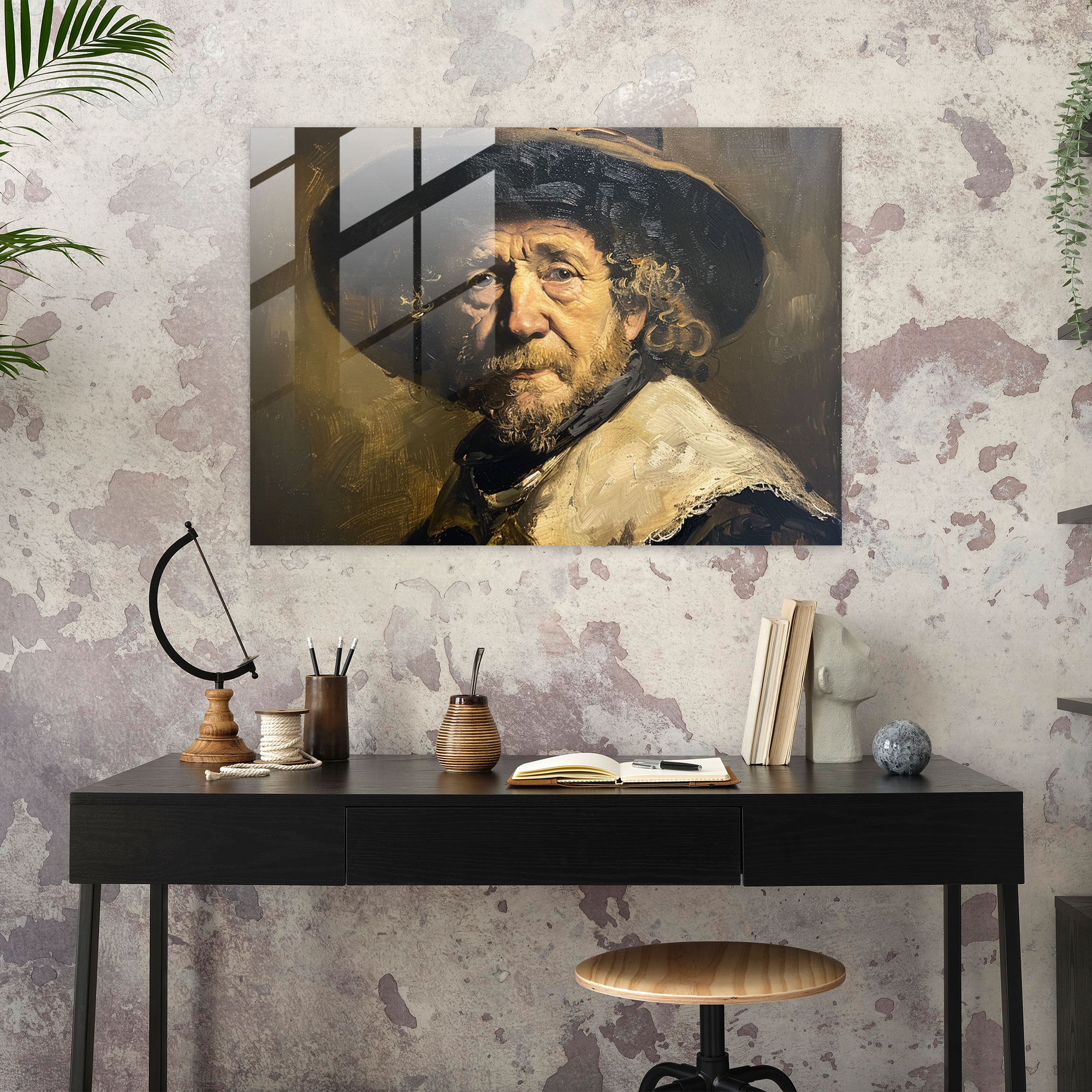 Rembrandt Portrait Wall Decoration - Rembrandt, Glass Art, Rembrandt, Wall Decoration