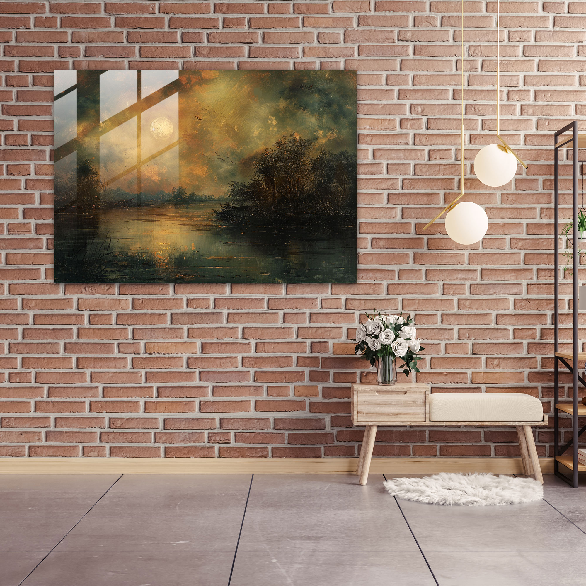 Rembrandt Mysterious Landscape Glass Print - Rembrandt, Modern Art, Glass Print, Home Decoration