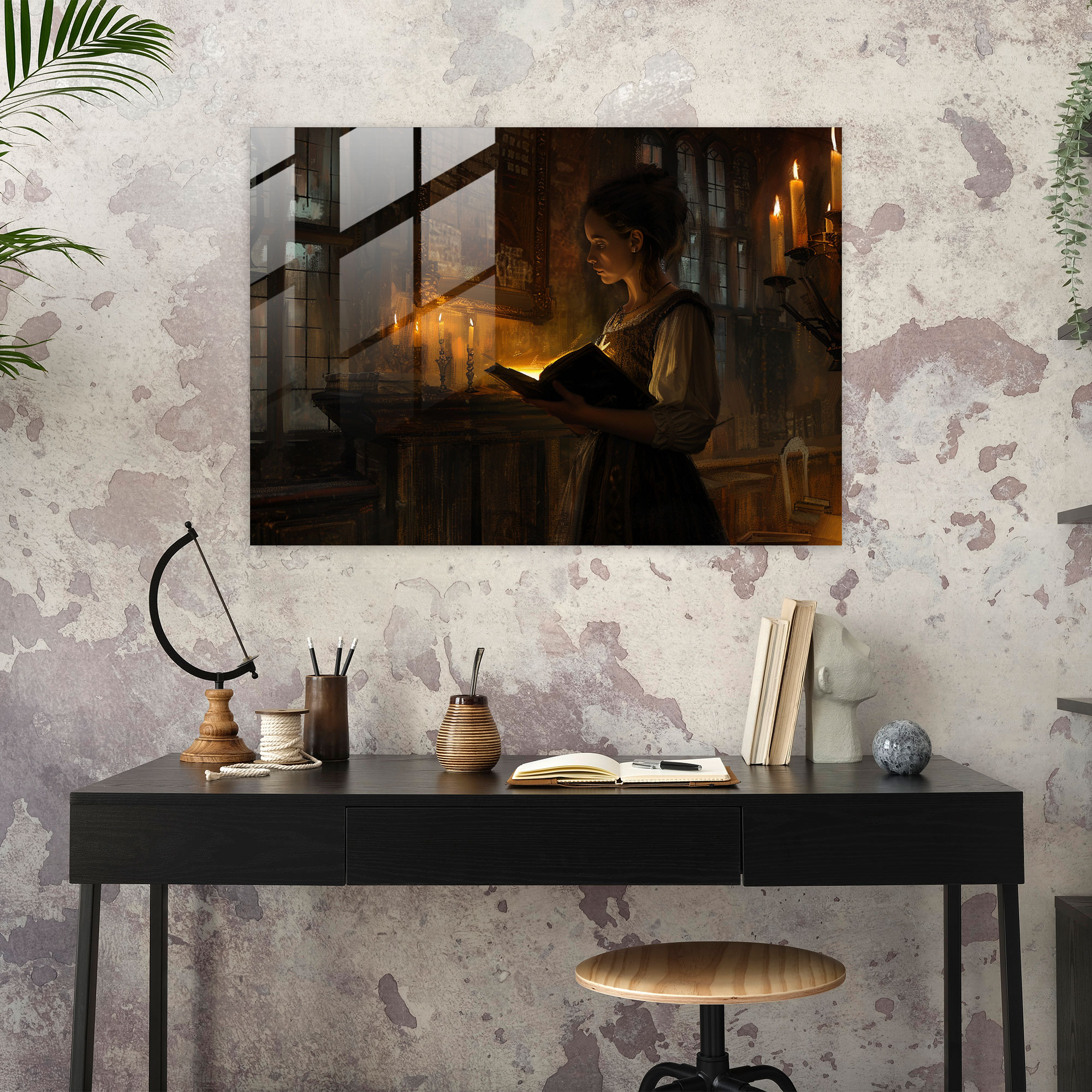 Rembrandt Glass Wall Art - Candlelit Room - Rembrandt, Rembrandt, Wall Decoration, Candlelit Room