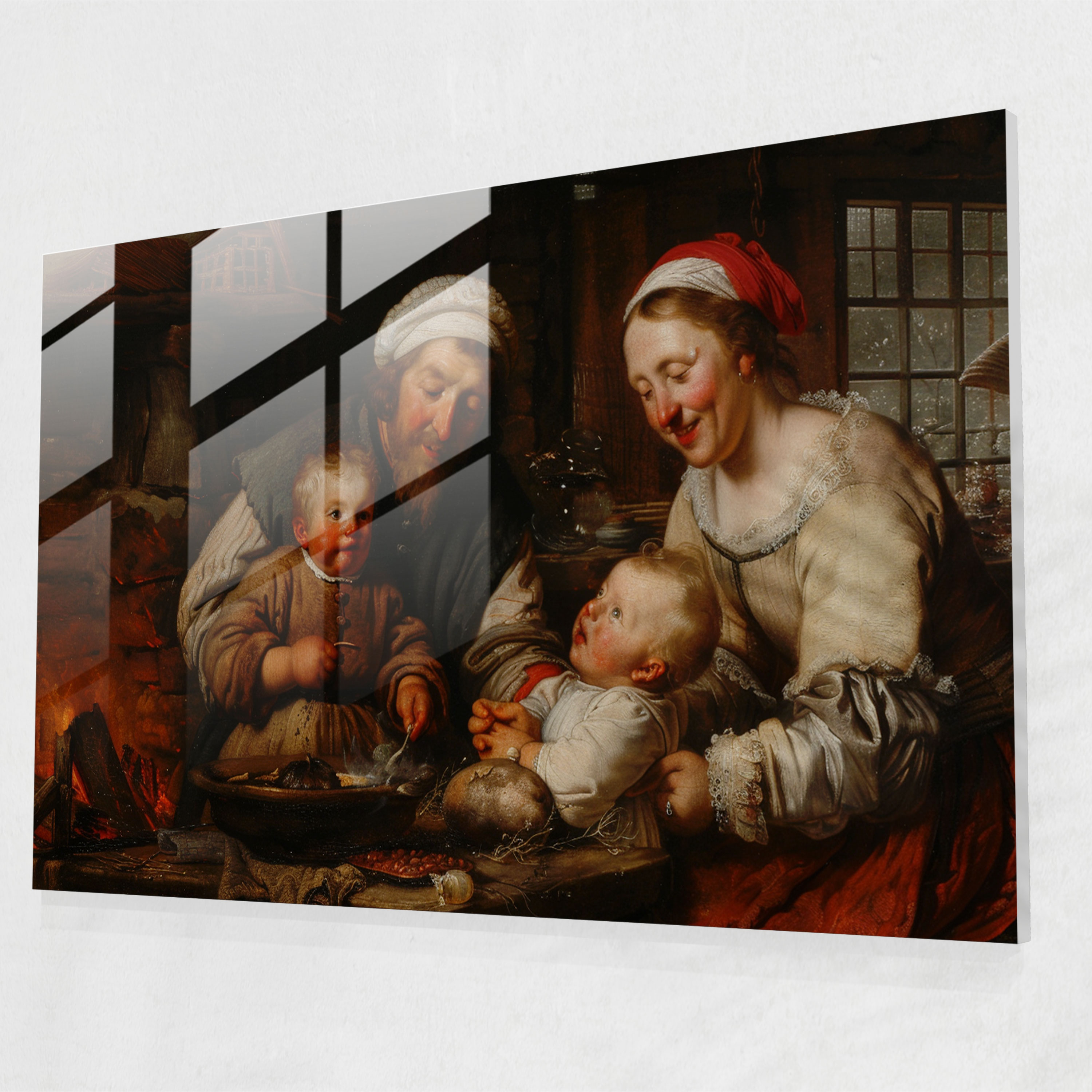 Rembrandt Glass Print - Peasant Family - Rembrandt, Peasant Family, Glass Print, Home Decoration