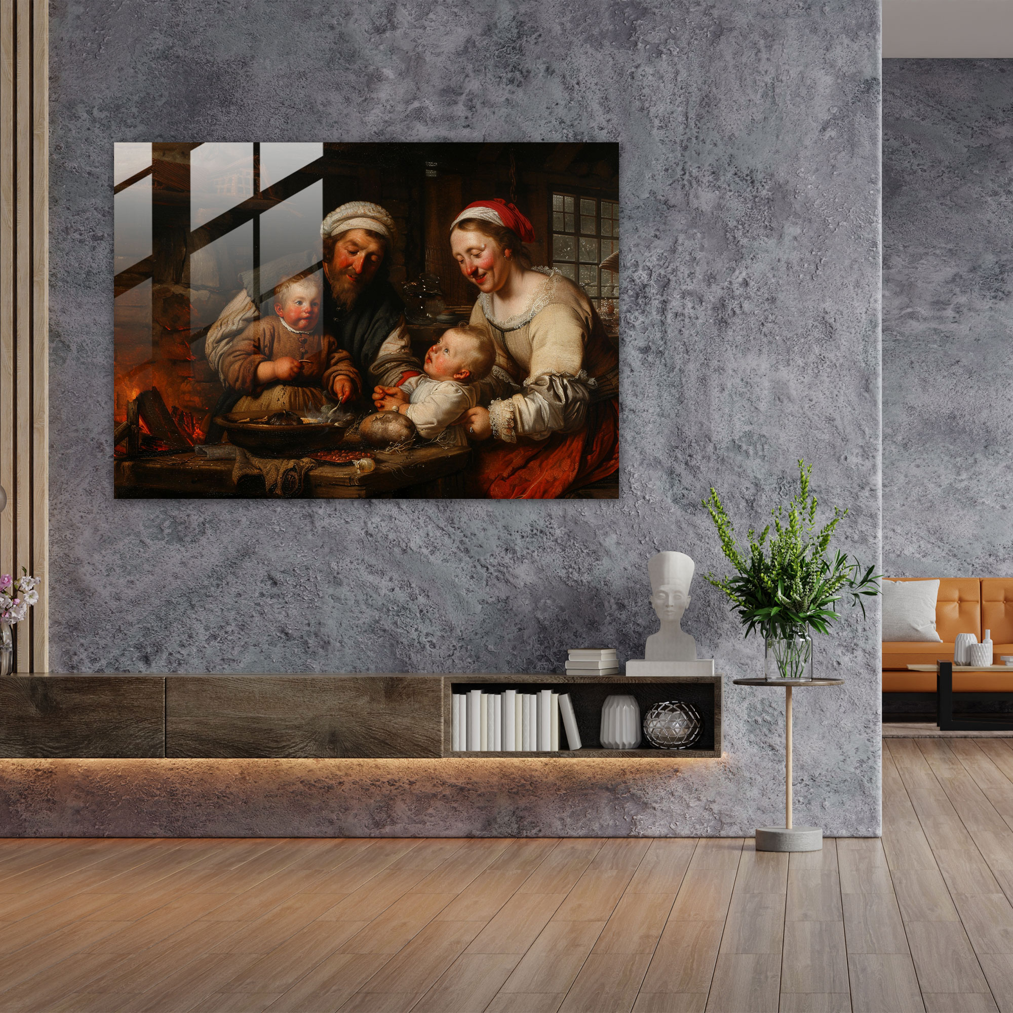 Rembrandt Glass Print - Peasant Family - Rembrandt, Peasant Family, Glass Print, Home Decoration