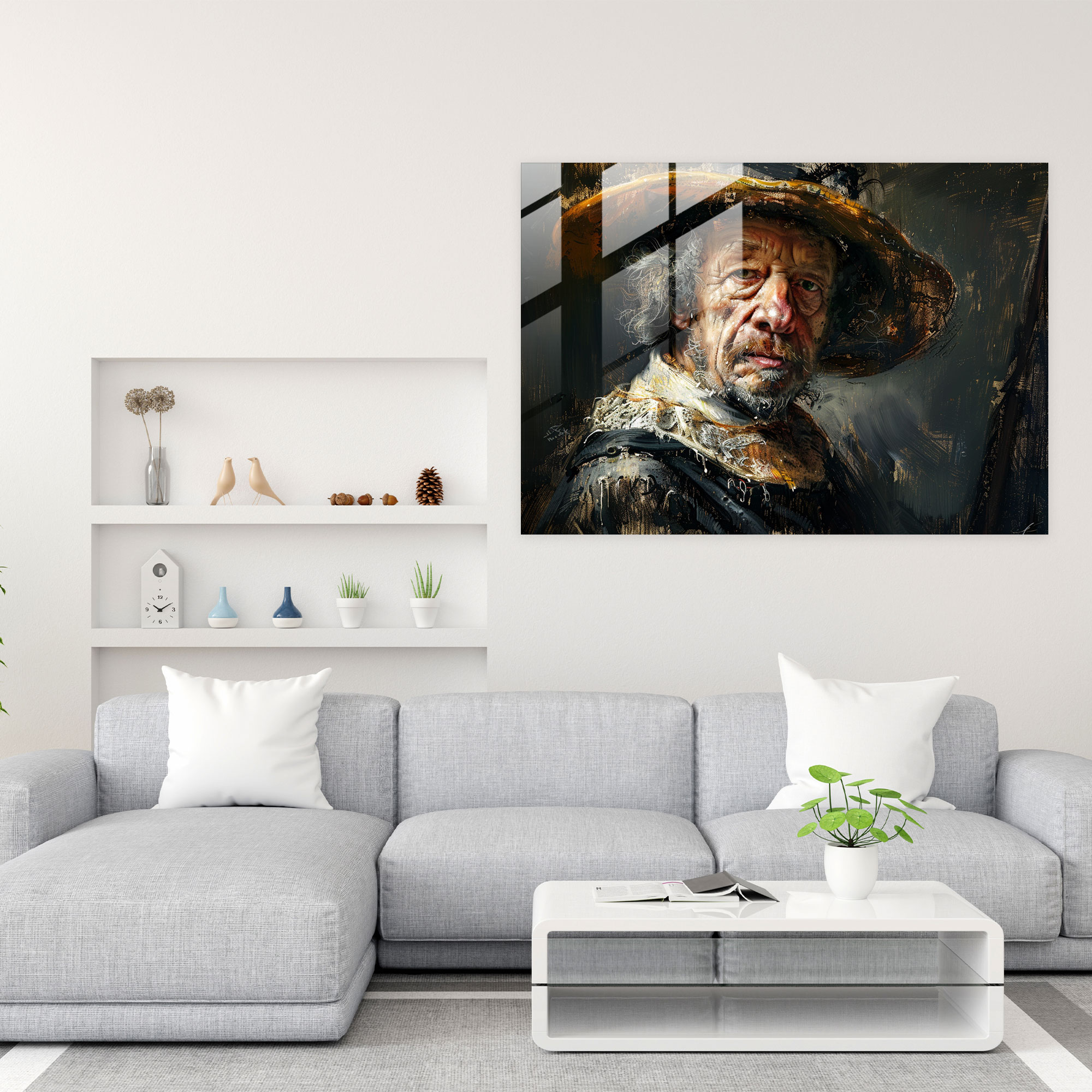 Rembrandt Glass Print - Portrait Of A Man - Rembrandt, Modern Art, Home Decoration, Glass Print