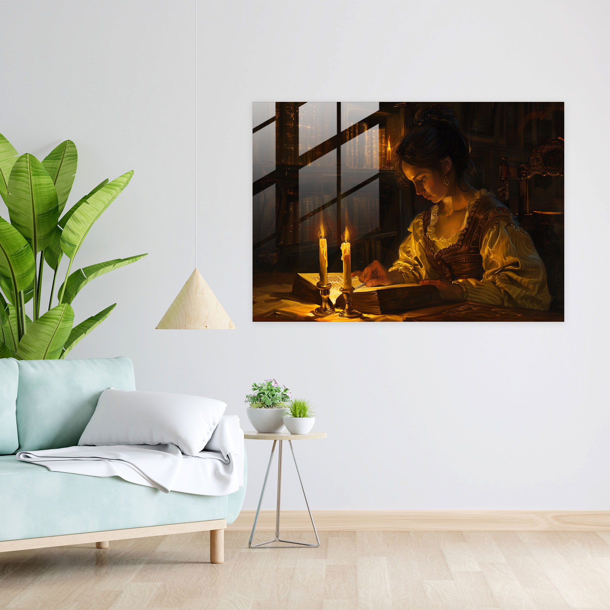 Rembrandt Glass Wall Art - Woman Reading By Candlelight - Rembrandt, Glass Wall Art, Reading, Modern Art