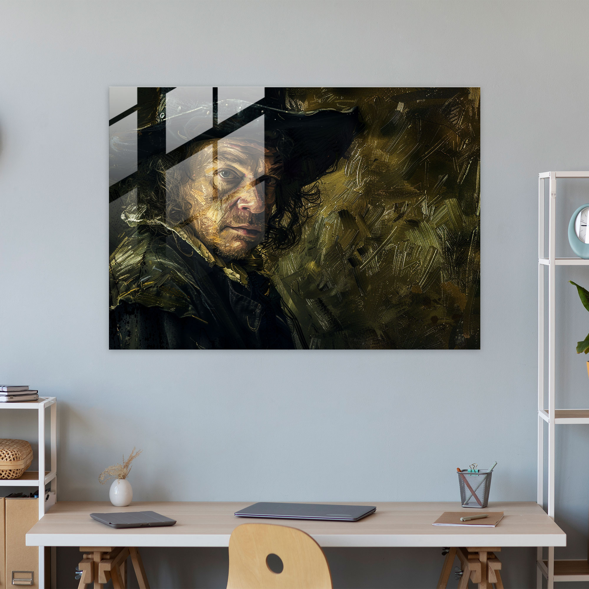Rembrandt Wall Decoration - Self-Portrait - Rembrandt, Rembrandt, Glass Wall Art, Artist