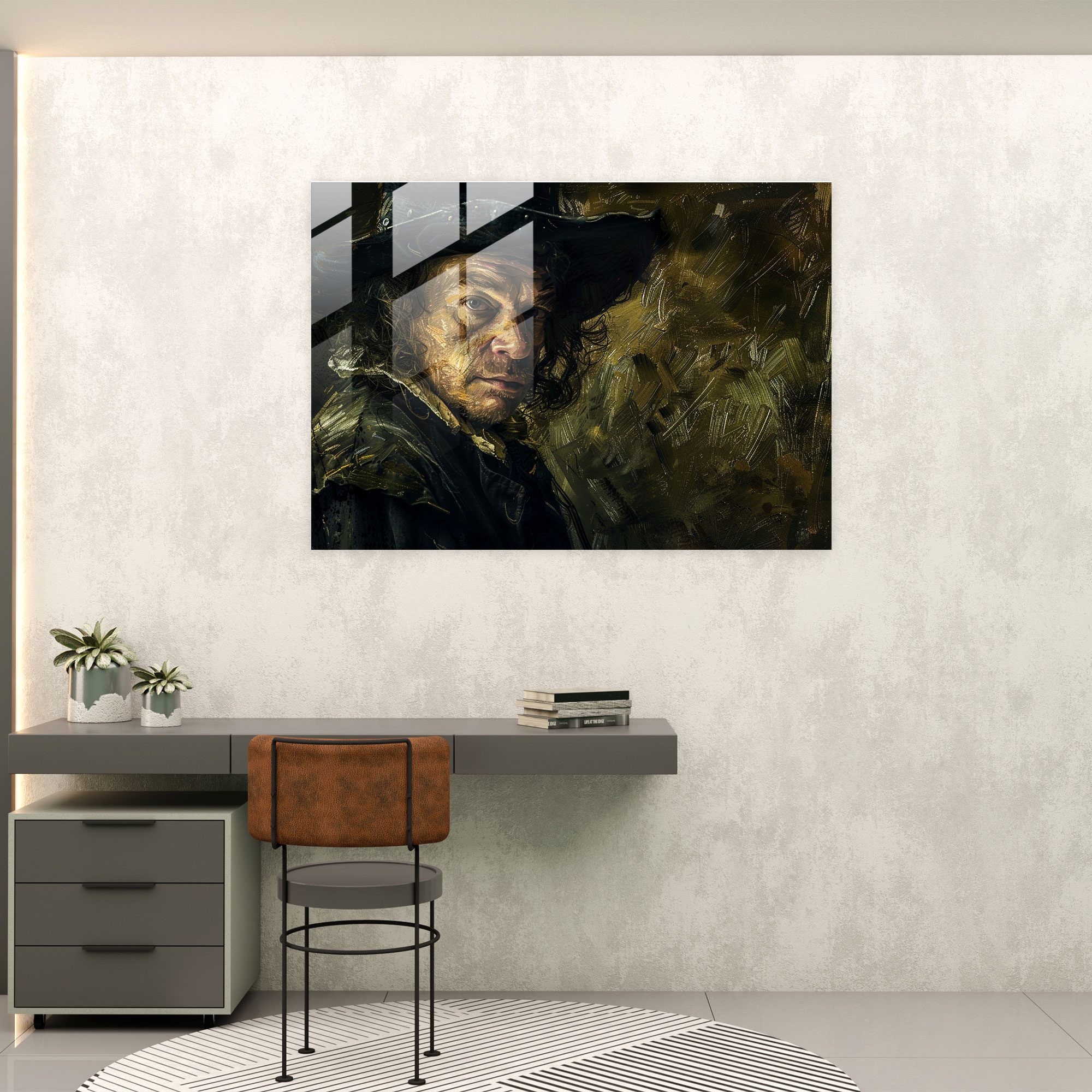 Rembrandt Wall Decoration - Self-Portrait - Rembrandt, Rembrandt, Glass Wall Art, Artist