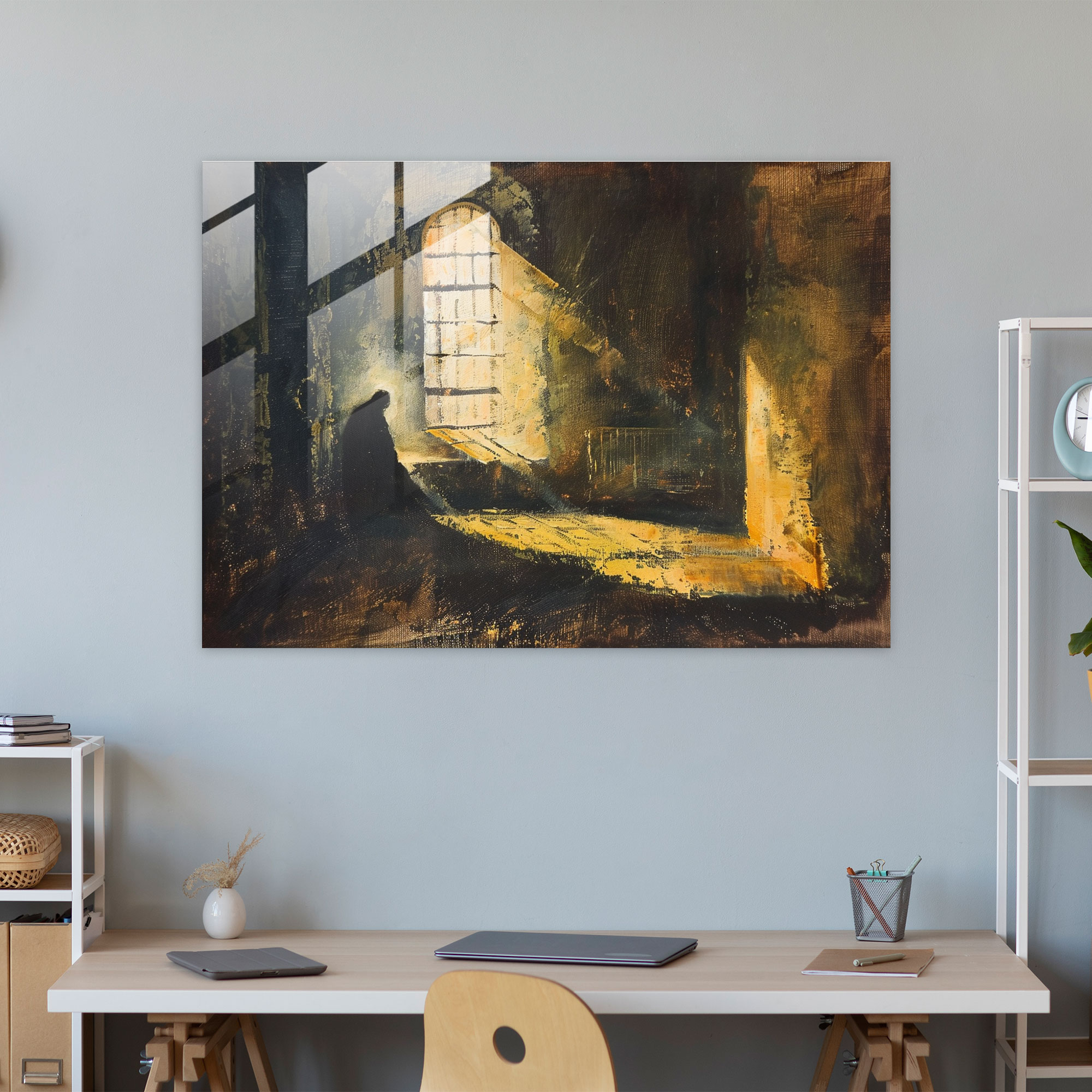 Rembrandt Glass Wall Art - Figure In Shadow - Rembrandt, Home Decoration, Glass Print, Shadow