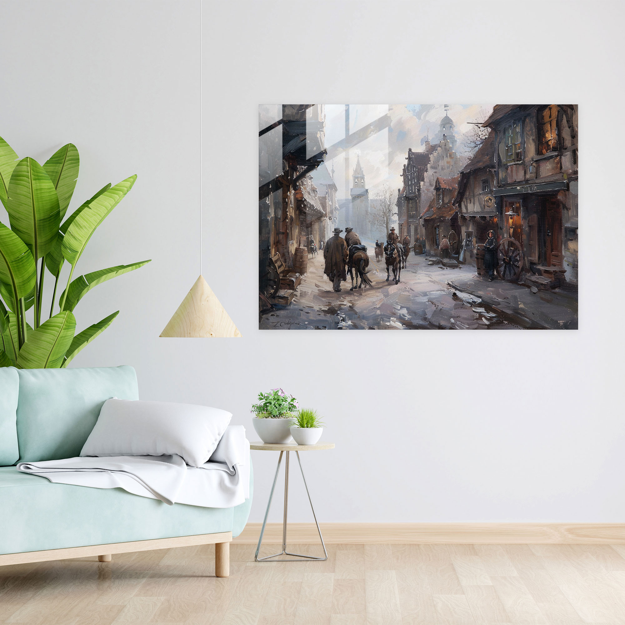 Rembrandt Glass Print - Charming Street Scene - Rembrandt, Modern Art, Rembrandt, Charming