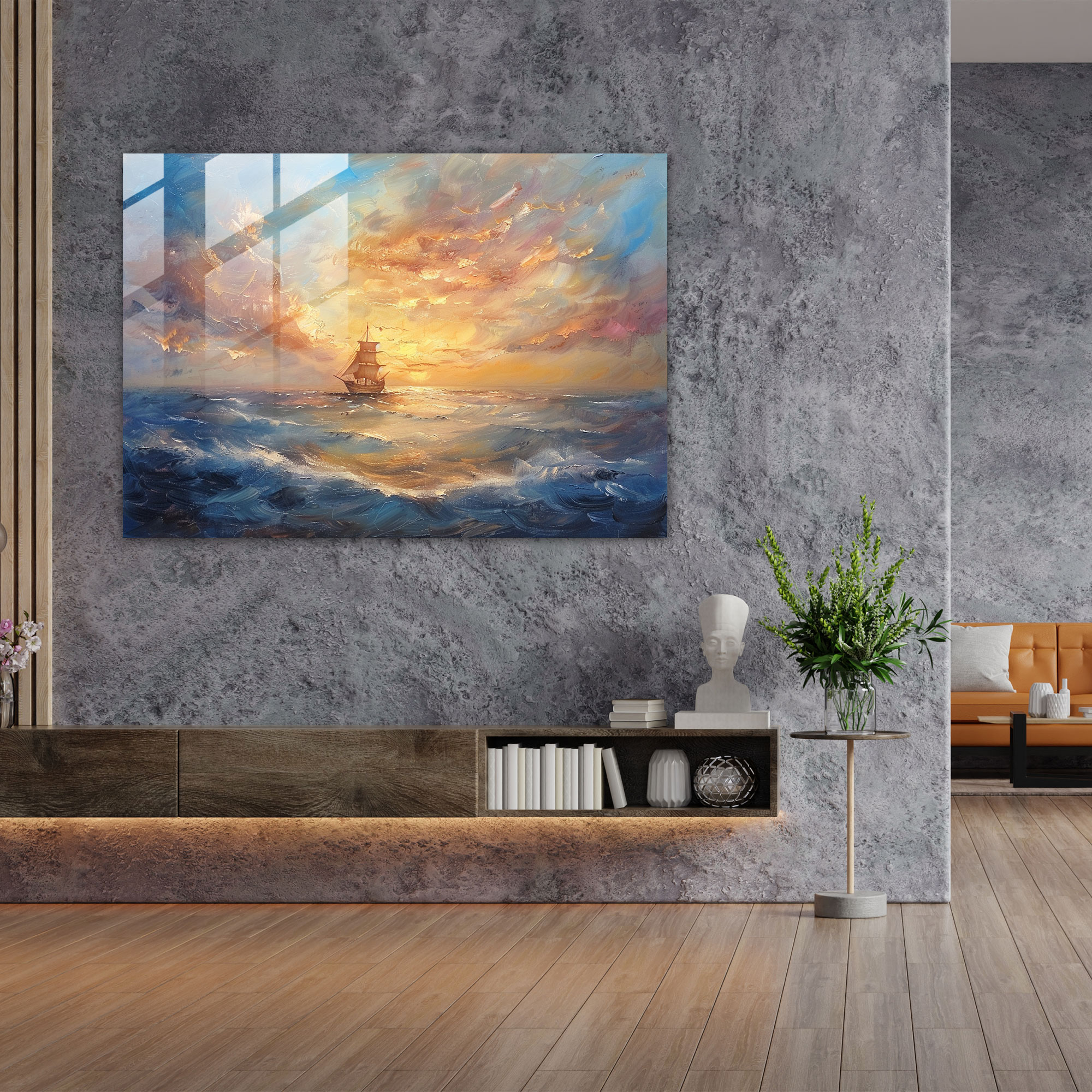 Rembrandt Glass Art Seascape - Rembrandt, Serenity And Beauty, Glass Art, Seascape Painting