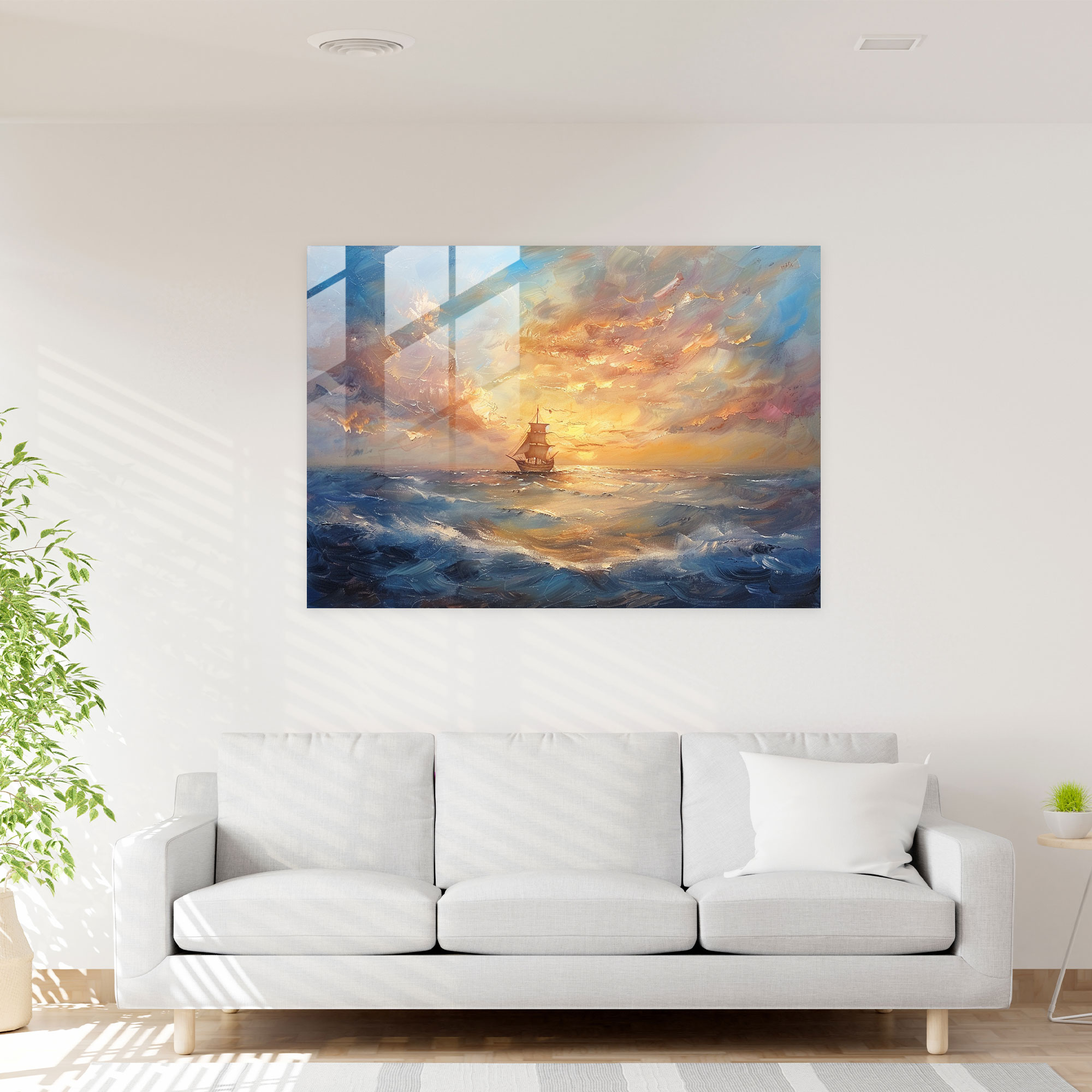 Rembrandt Glass Art Seascape - Rembrandt, Serenity And Beauty, Glass Art, Seascape Painting