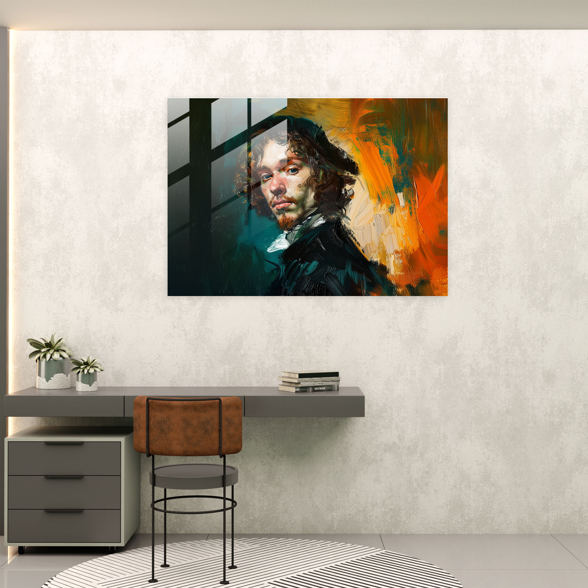 Rembrandt Glass Print Classic Portrait - Rembrandt, Home Decoration, Glass Art, Glass Wall Art