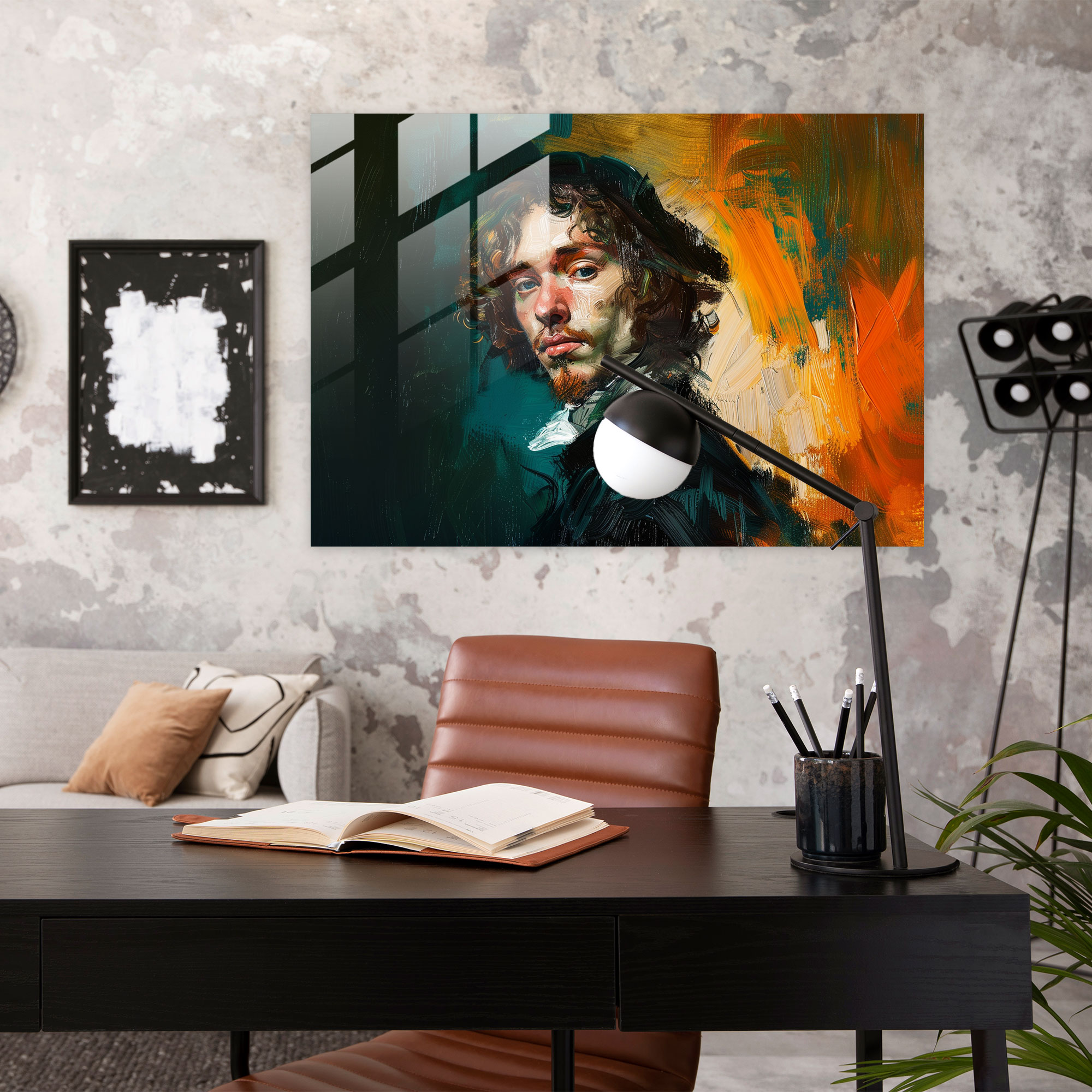 Rembrandt Glass Print Classic Portrait - Rembrandt, Home Decoration, Glass Art, Glass Wall Art